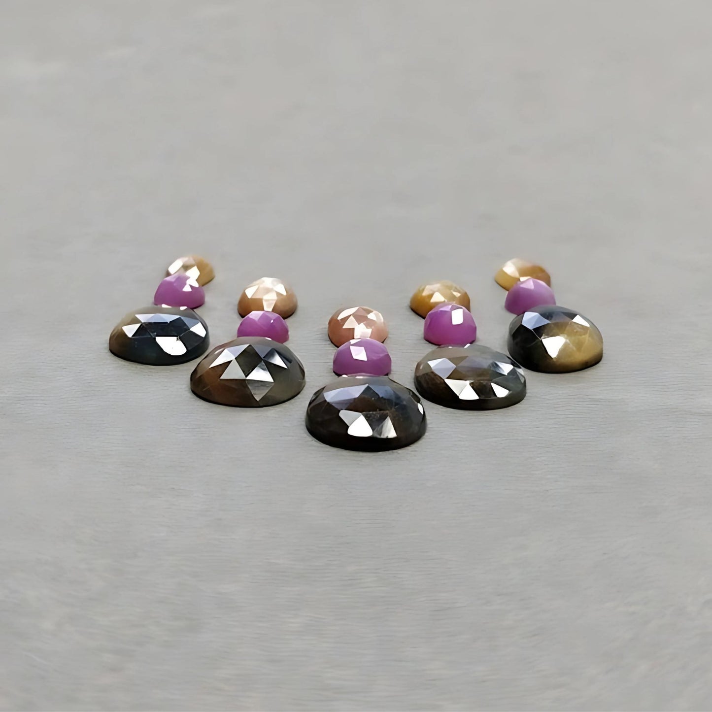 52.70cts Natural Untreated Multi Sapphire Gemstone Egg Shape Rose Cut Slices 6mm - 16*12mm 15pcs