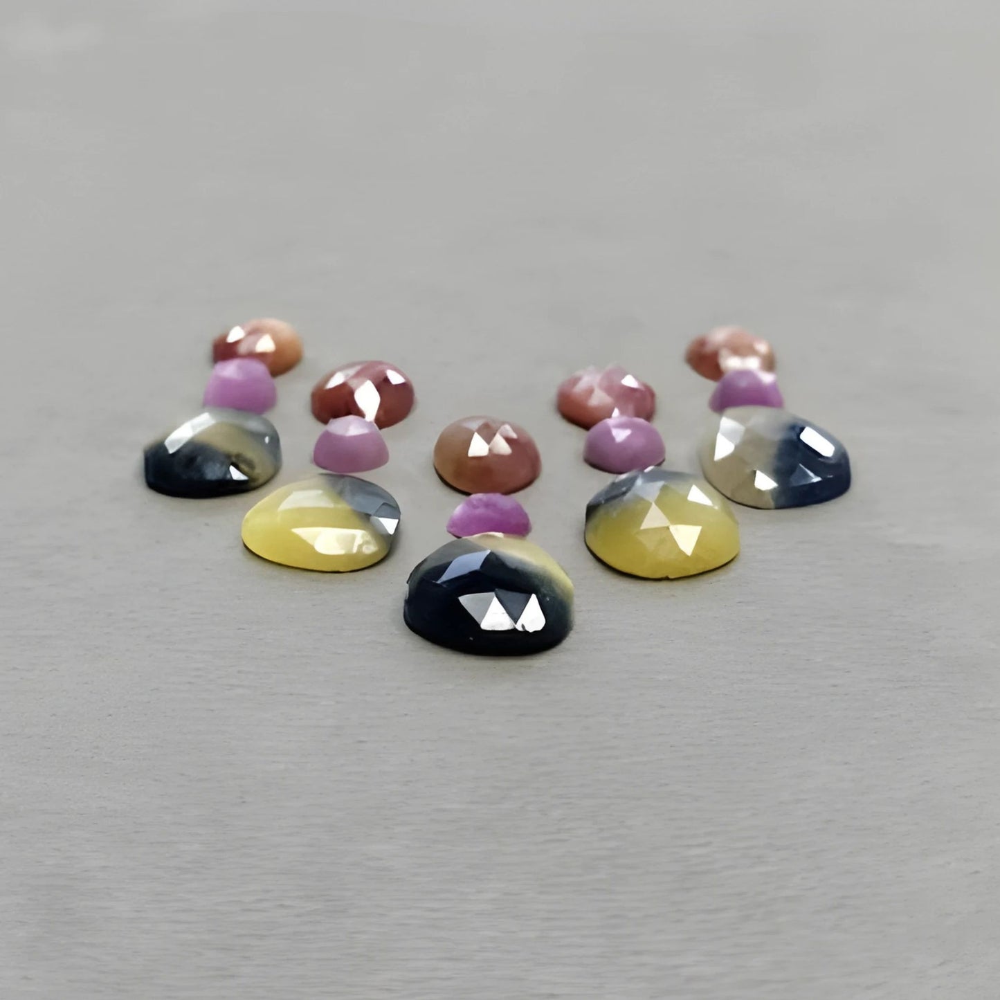 54.10cts Natural Untreated Multi Sapphire Gemstone Egg Shape Rose Cut Slices 6mm - 15*11mm 15pcs