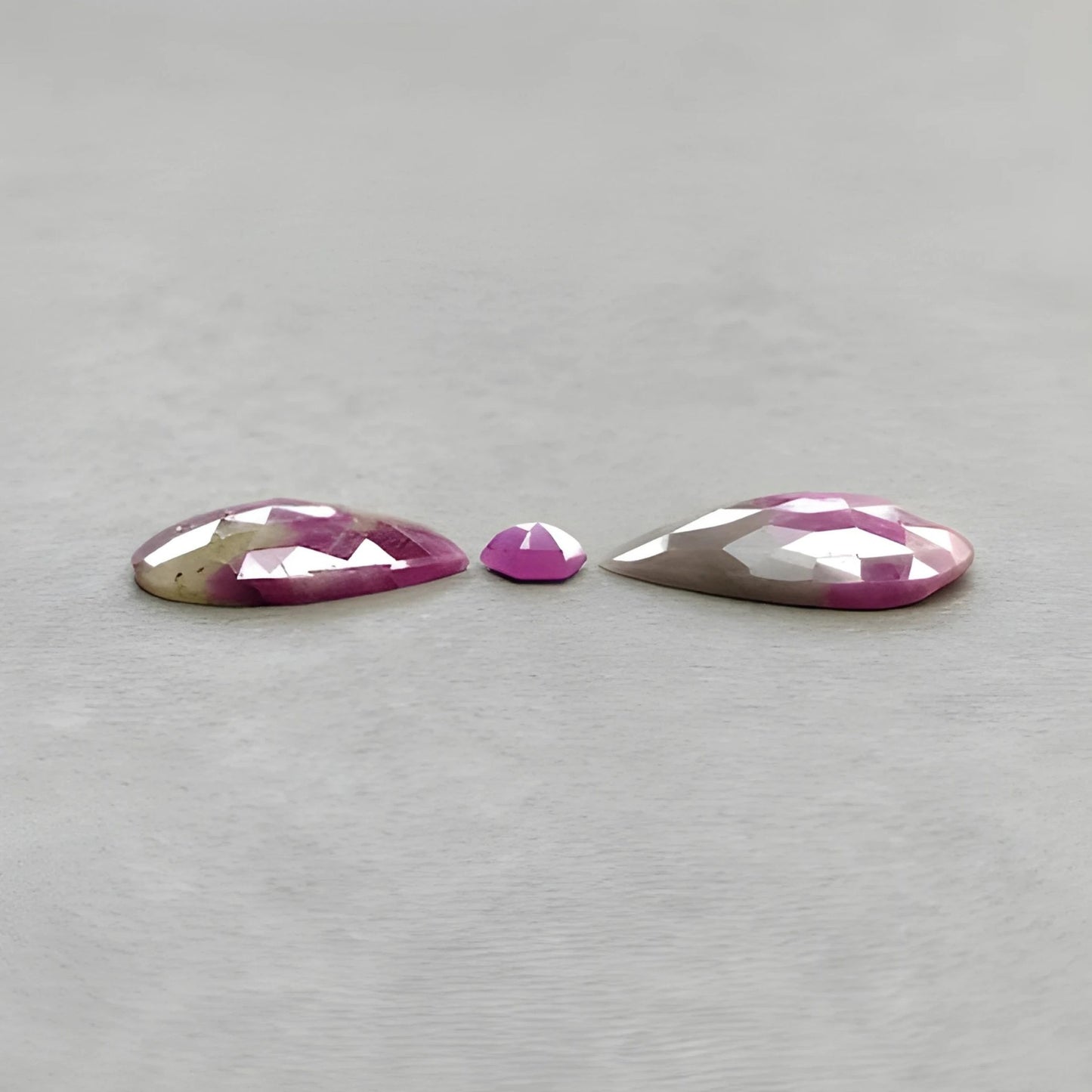 24.00cts Natural Untreated Multi Sapphire Gemstone Pear Shape Rose Cut Slices 7*6mm - 24*15.5mm 3pcs