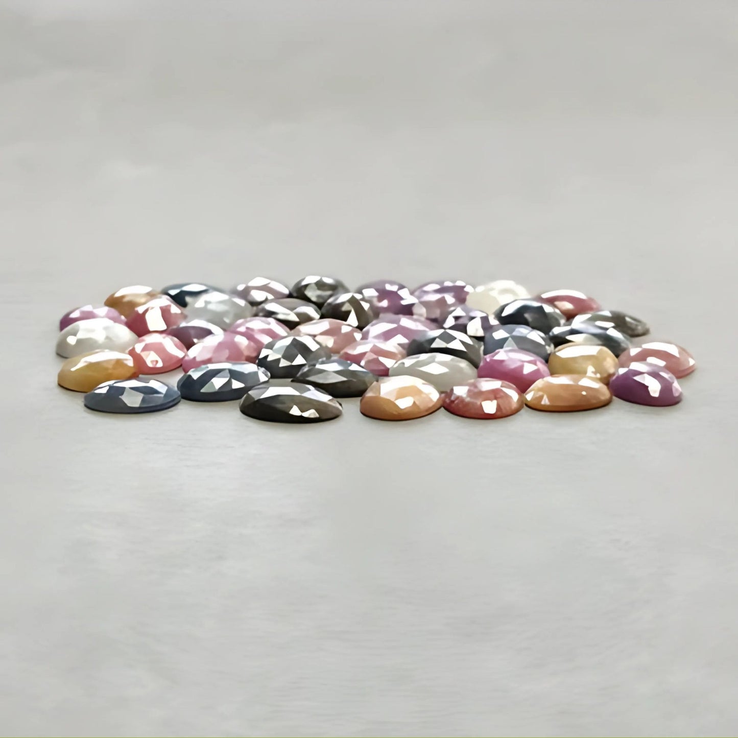 180.00cts Natural Untreated Multi Sapphire Gemstone Egg Shape Rose Cut Slices 11*9mm - 15*11mm 42pcs