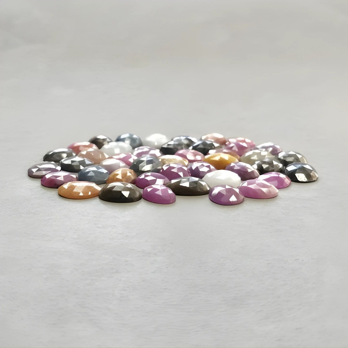 191.60cts Natural Untreated Multi Sapphire Gemstone Egg Shape Rose Cut Slices 11*9mm - 15*11mm 43pcs