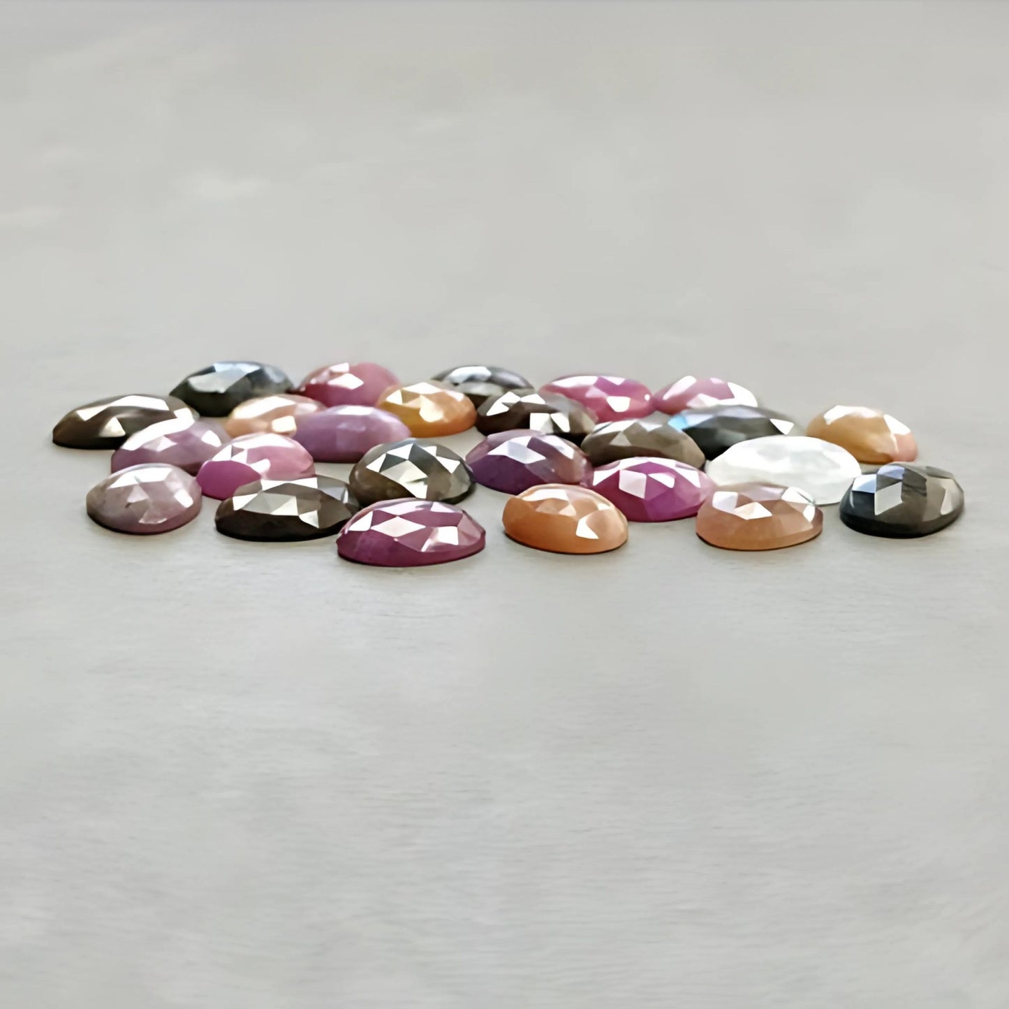 135.60cts Natural Untreated Multi Sapphire Gemstone Egg Shape Rose Cut Slices 12*9.5mm - 15.5*12mm 25pcs