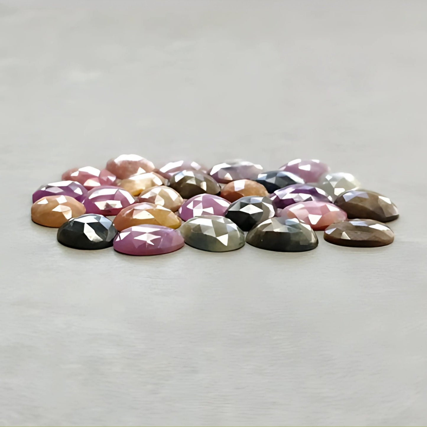 140.20cts Natural Untreated Multi Sapphire Gemstone Egg Shape Rose Cut Slices 12*10mm - 15.5*11.5mm 25pcs