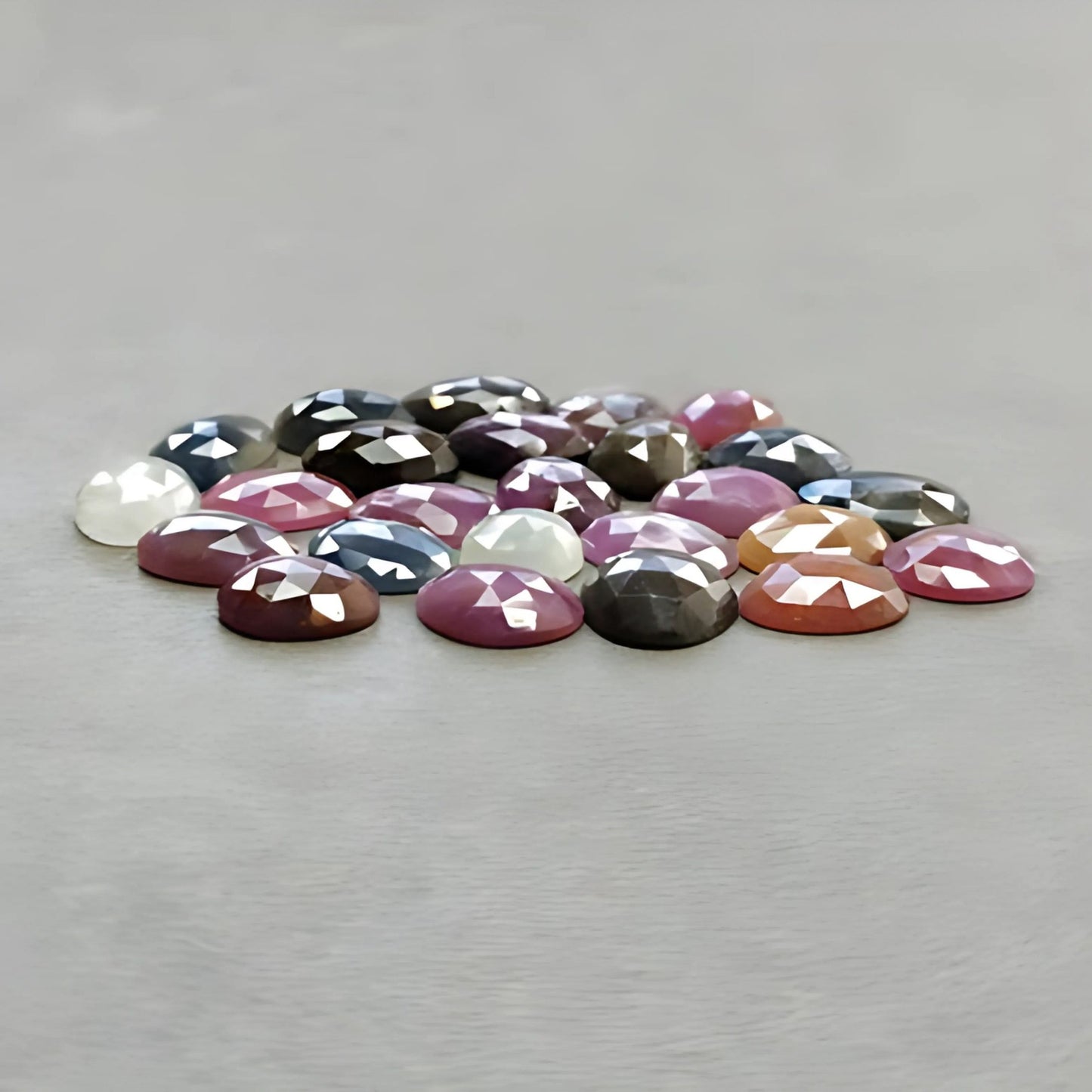 82.80cts Natural Untreated Multi Sapphire Gemstone Egg Shape Rose Cut Slices 10*8mm - 12*10mm 25pcs