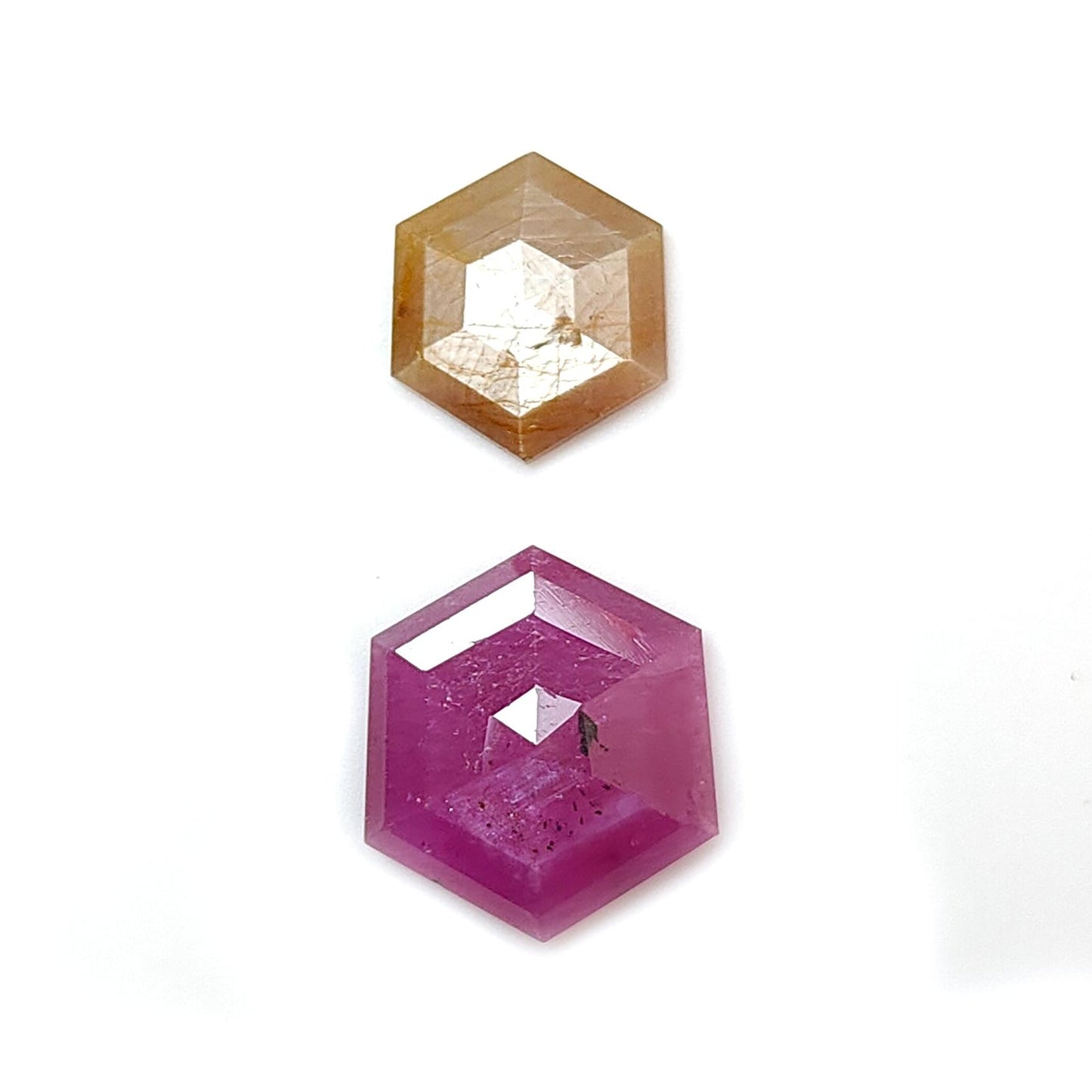 Multi Sapphire Gemstone Step Cut: Natural Untreated Unheated Sapphire Hexagon Shape Faceted 2pcs Set for Jewelry