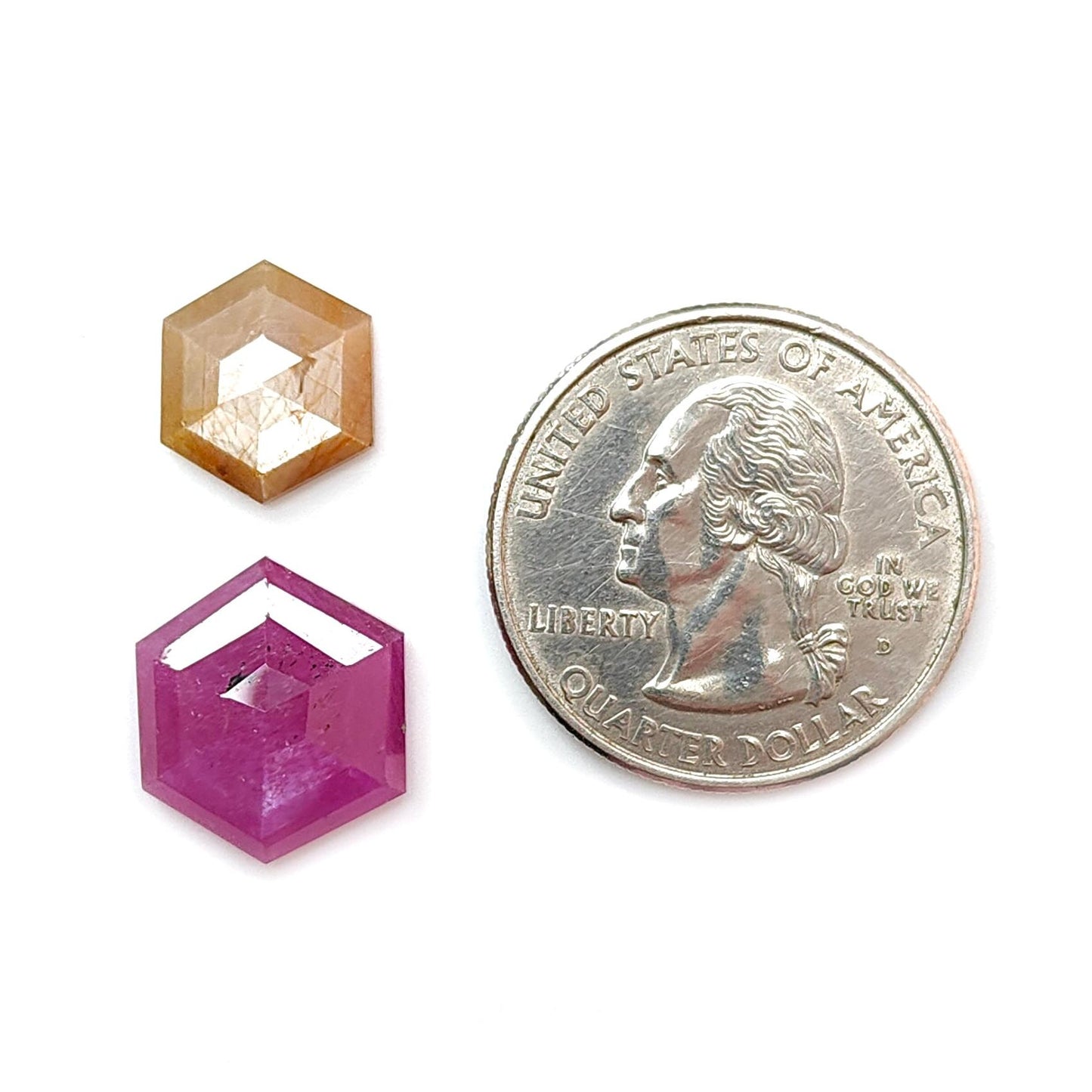 Multi Sapphire Gemstone Step Cut: Natural Untreated Unheated Sapphire Hexagon Shape Faceted 2pcs Set for Jewelry