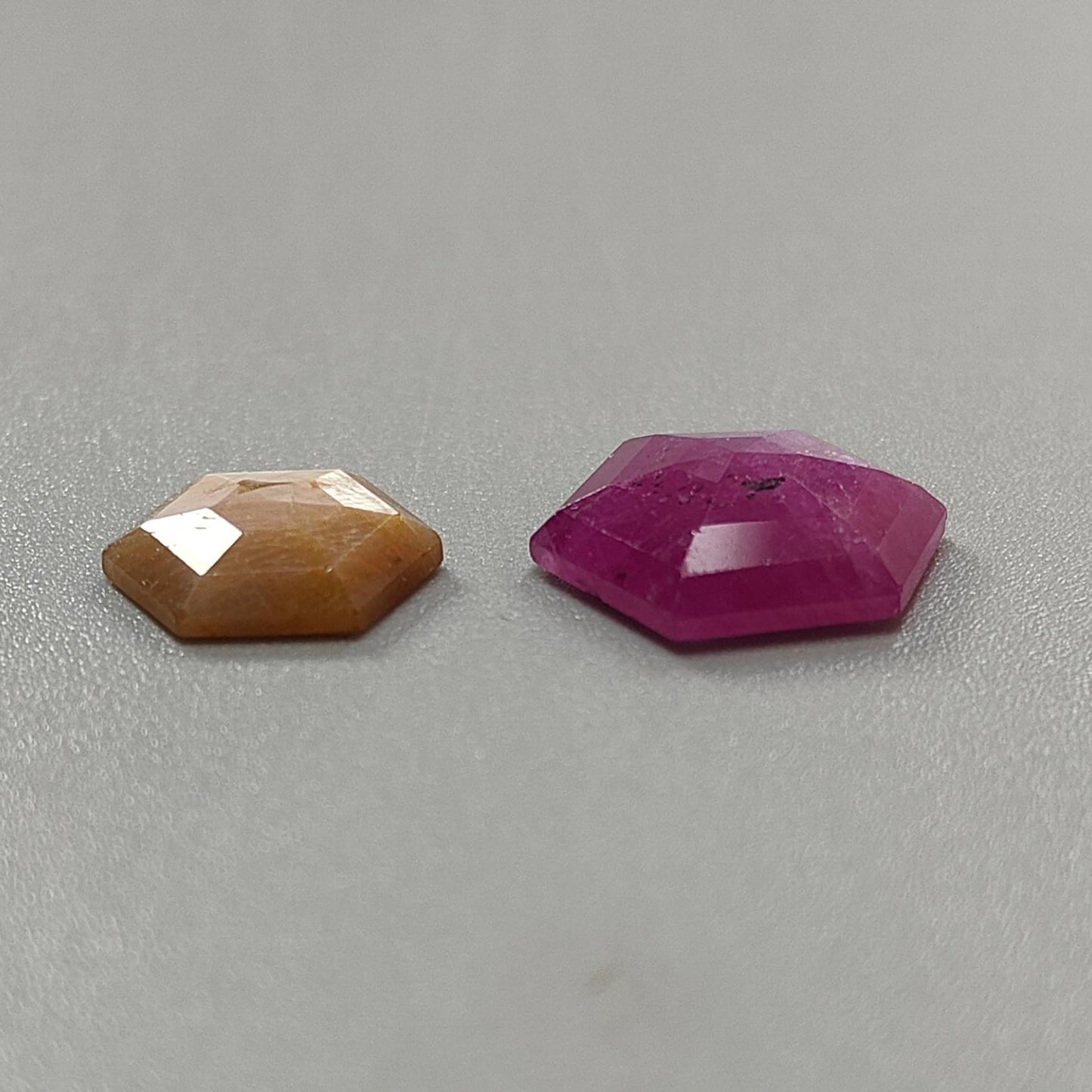 Multi Sapphire Gemstone Step Cut: Natural Untreated Unheated Sapphire Hexagon Shape Faceted 2pcs Set for Jewelry