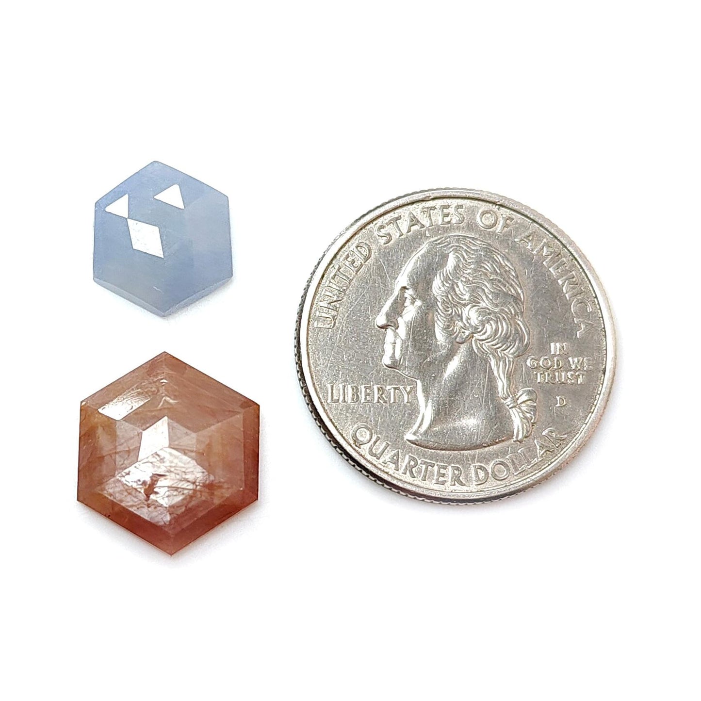 Multi Sapphire Gemstone Step Cut: Natural Untreated Unheated Sapphire Hexagon Shape Faceted 2pcs Set for Jewelry