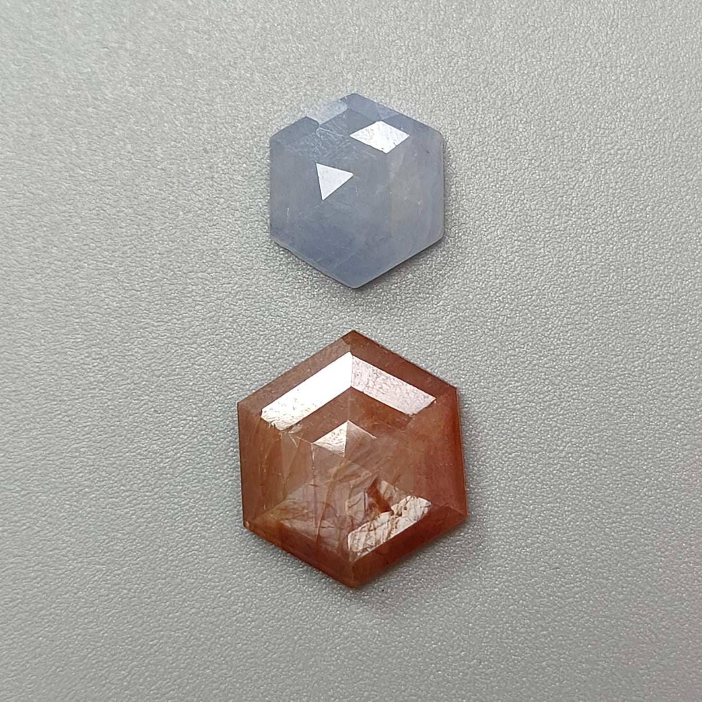 Multi Sapphire Gemstone Step Cut: Natural Untreated Unheated Sapphire Hexagon Shape Faceted 2pcs Set for Jewelry