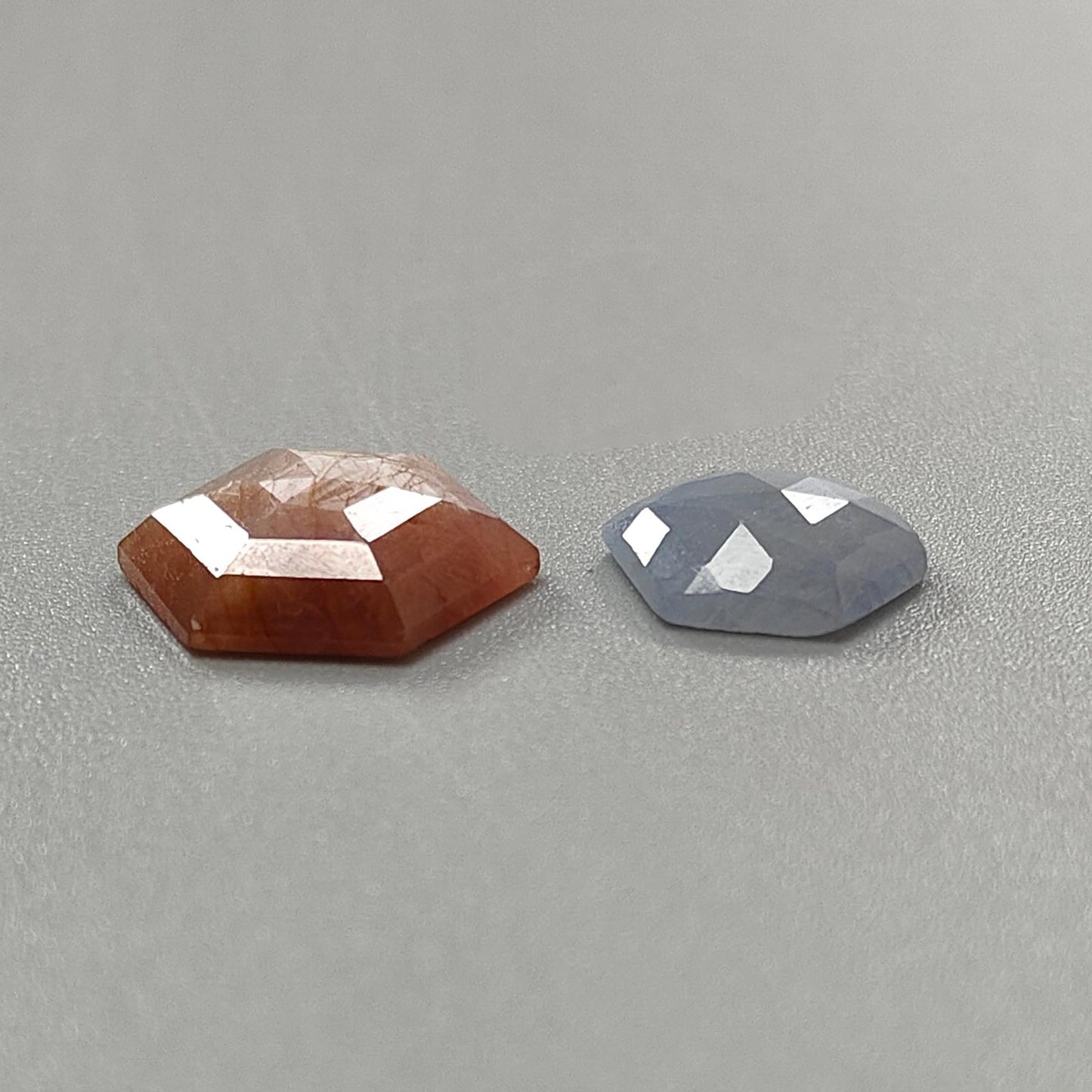 Multi Sapphire Gemstone Step Cut: Natural Untreated Unheated Sapphire Hexagon Shape Faceted 2pcs Set for Jewelry