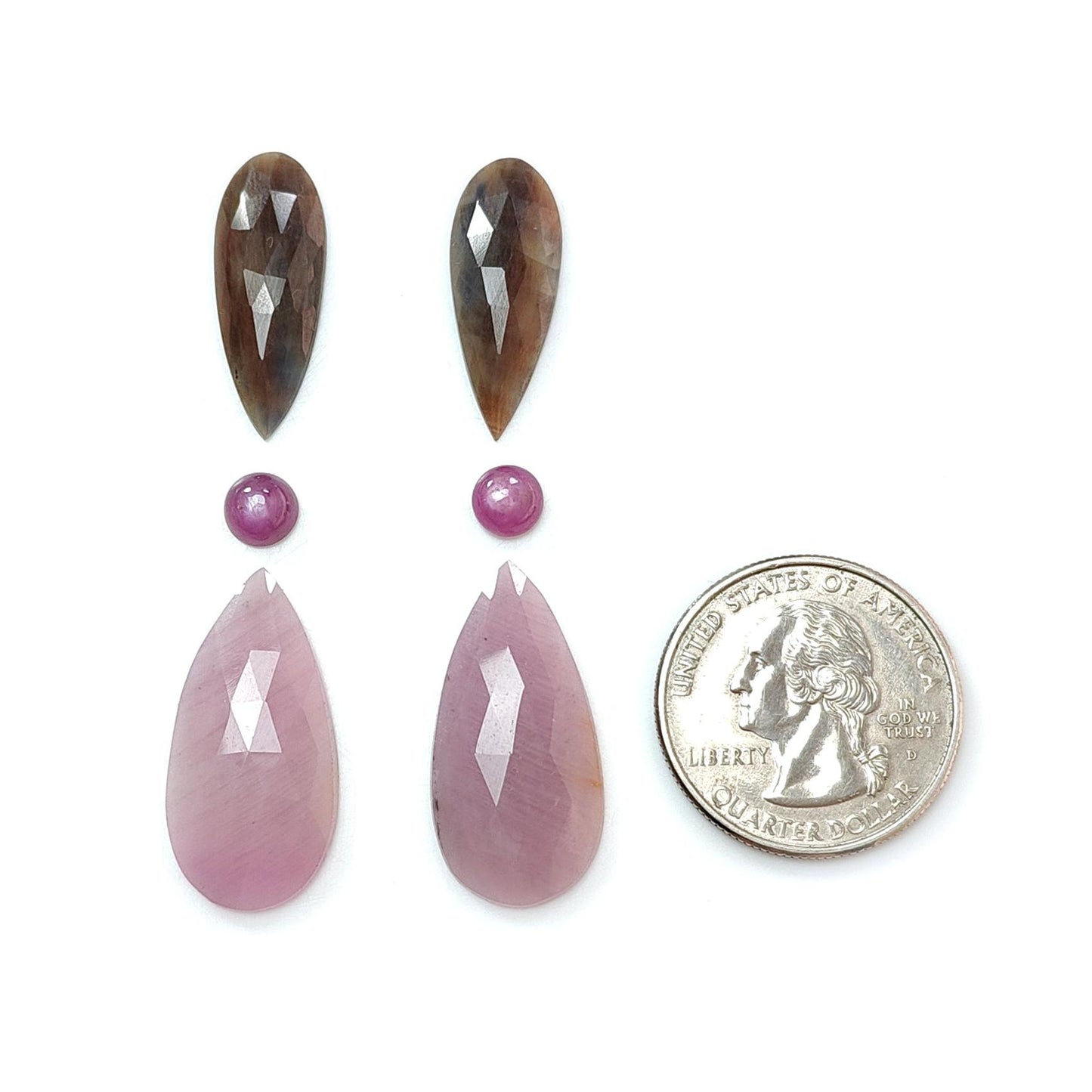 Multi Sapphire Gemstone Rose Cut Slices: Natural Untreated Unheated Sapphire Pear Shape Faceted 6pcs Set for Jewelry