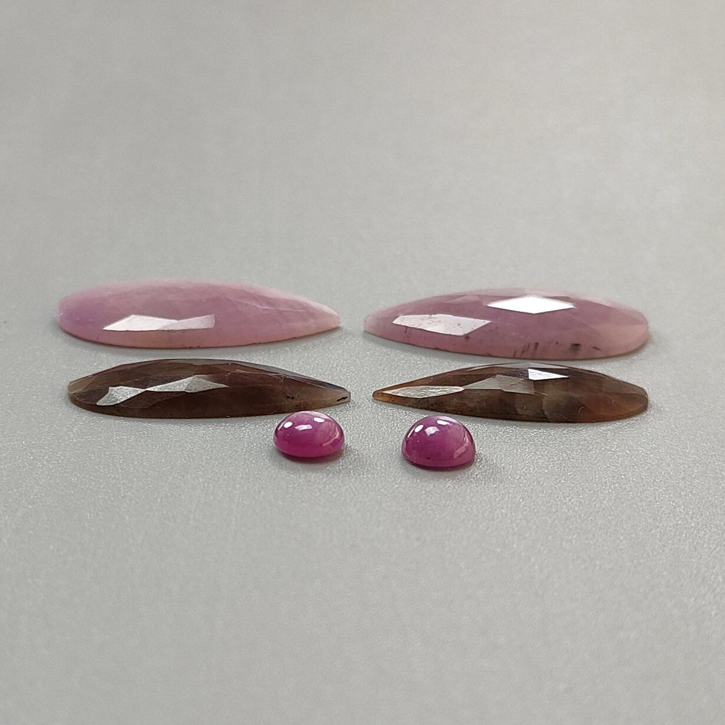 Multi Sapphire Gemstone Rose Cut Slices: Natural Untreated Unheated Sapphire Pear Shape Faceted 6pcs Set for Jewelry