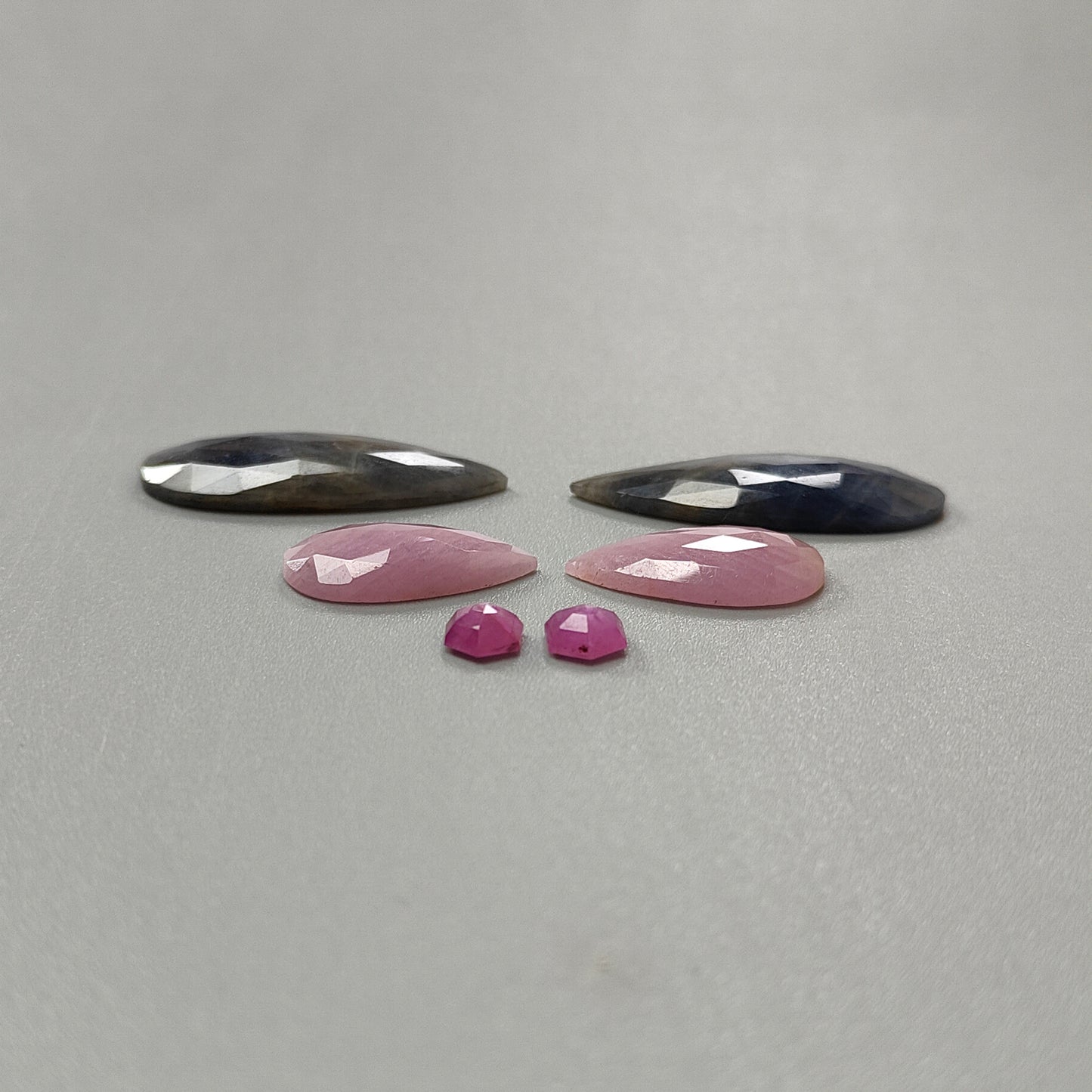 54.80cts Natural Untreated Multi Sapphire Gemstone Pear Shape Rose Cut Slices 21*11mm - 33*13mm 6pcs