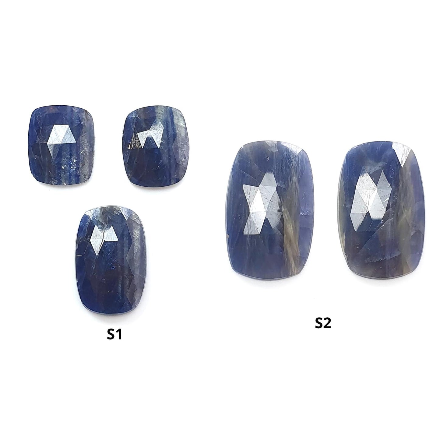 Multi Sapphire Gemstone Rose Cut Slices: Natural Untreated Bi-Color Sapphire Cushion Shape Faceted 2pcs, 3pcs Sets for Jewelry