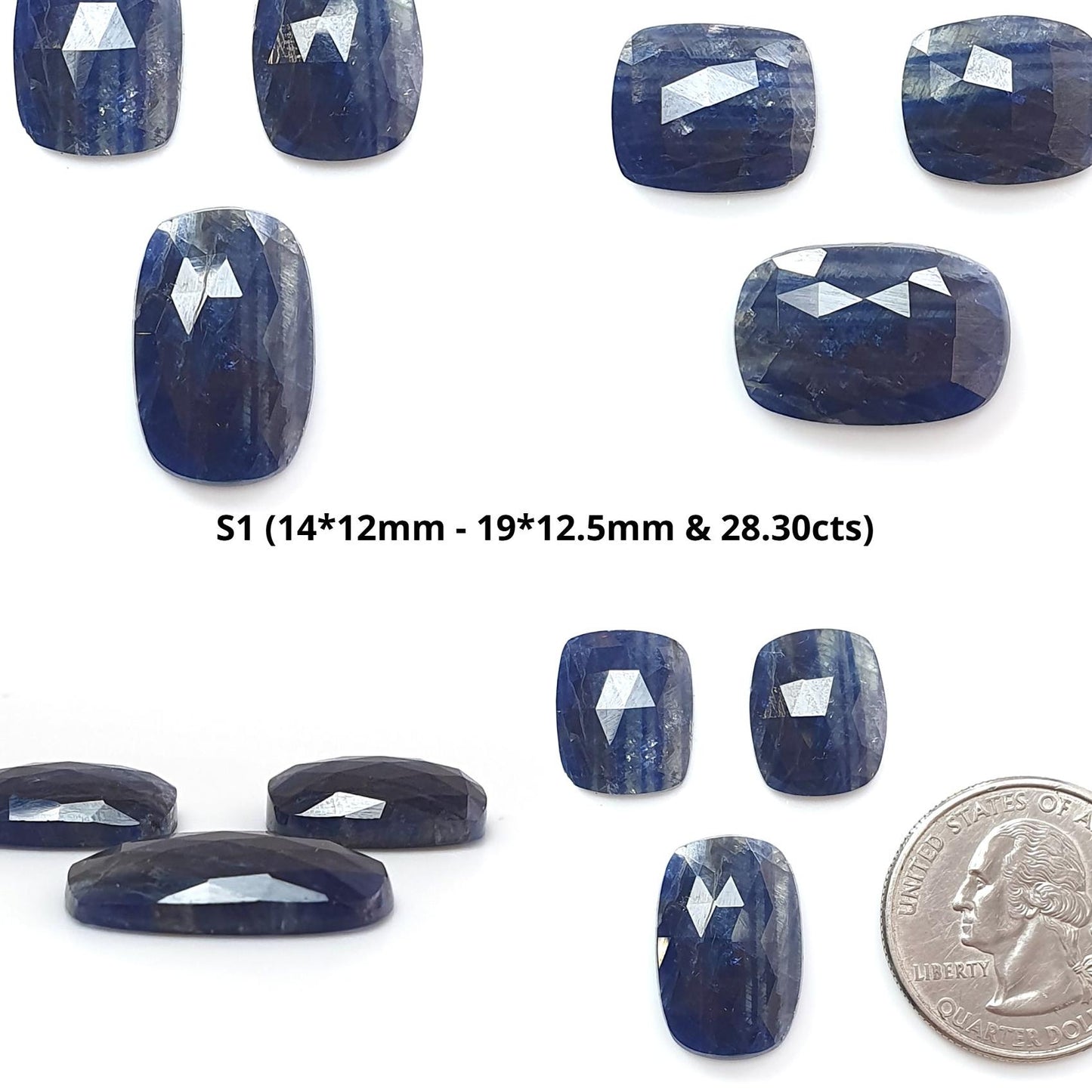 Multi Sapphire Gemstone Rose Cut Slices: Natural Untreated Bi-Color Sapphire Cushion Shape Faceted 2pcs, 3pcs Sets for Jewelry