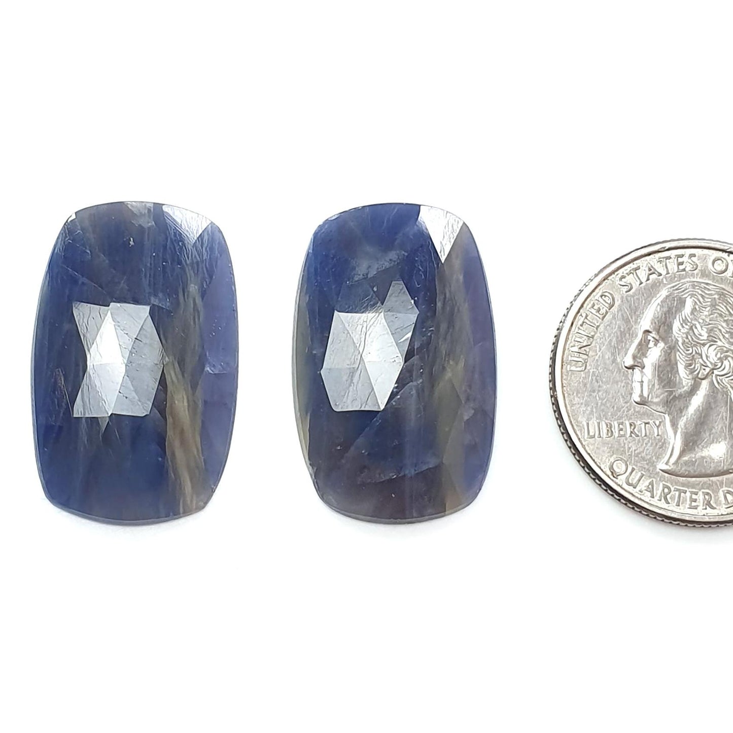 Multi Sapphire Gemstone Rose Cut Slices: Natural Untreated Bi-Color Sapphire Cushion Shape Faceted 2pcs, 3pcs Sets for Jewelry