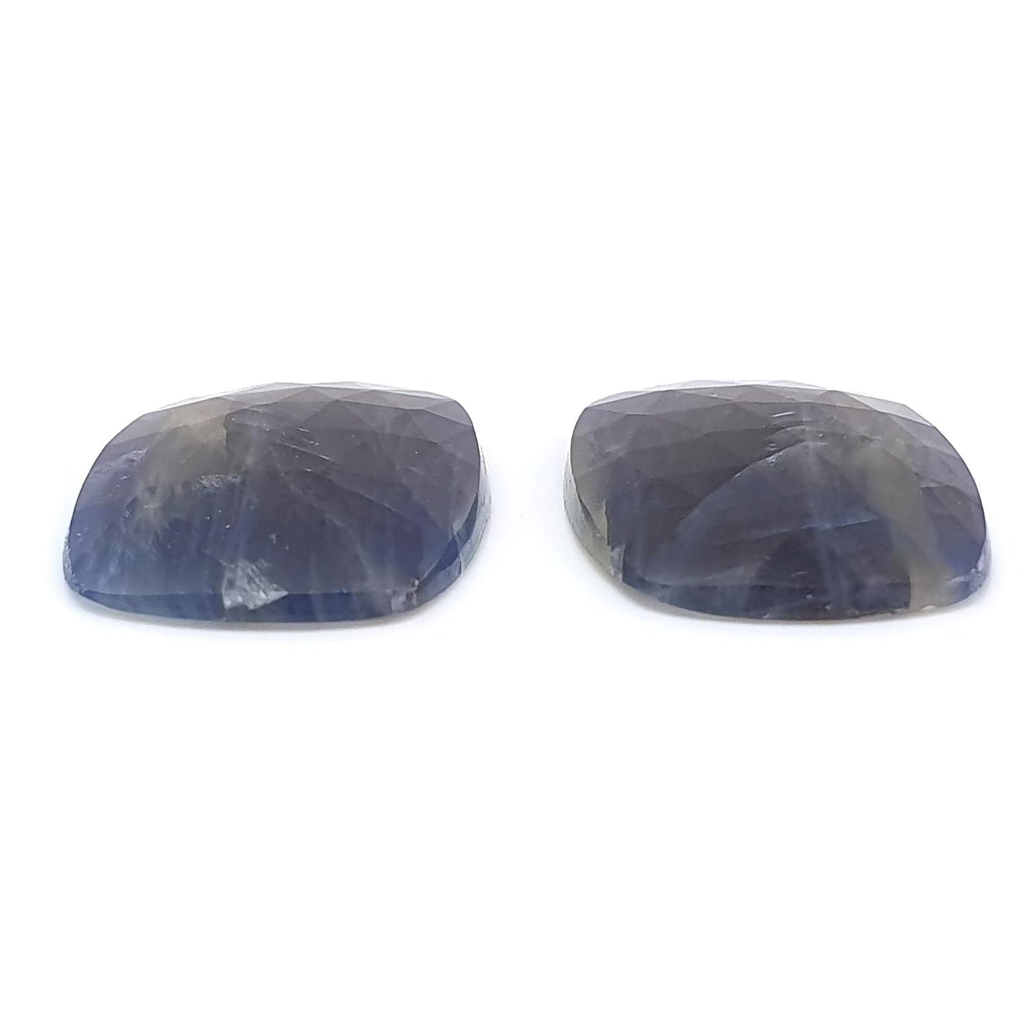 Multi Sapphire Gemstone Rose Cut Slices: Natural Untreated Bi-Color Sapphire Cushion Shape Faceted 2pcs, 3pcs Sets for Jewelry