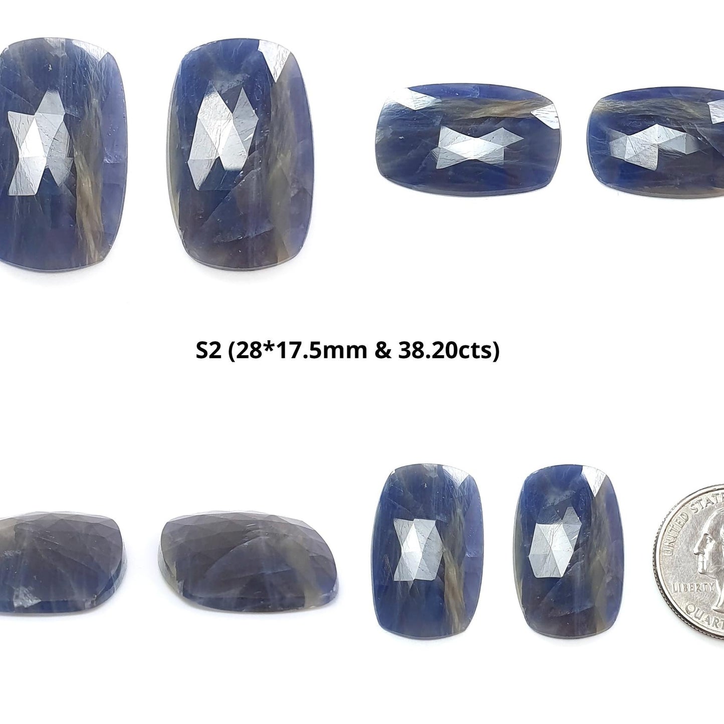 Multi Sapphire Gemstone Rose Cut Slices: Natural Untreated Bi-Color Sapphire Cushion Shape Faceted 2pcs, 3pcs Sets for Jewelry