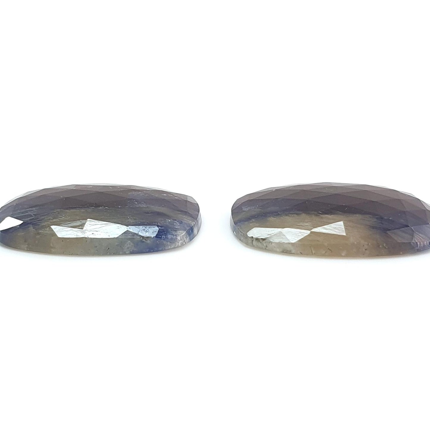 Multi Sapphire Gemstone Rose Cut Slices: 45.10cts Natural Untreated Bi-Color Sapphire Faceted Cushion Shape 24*19mm Pair for Jewelry