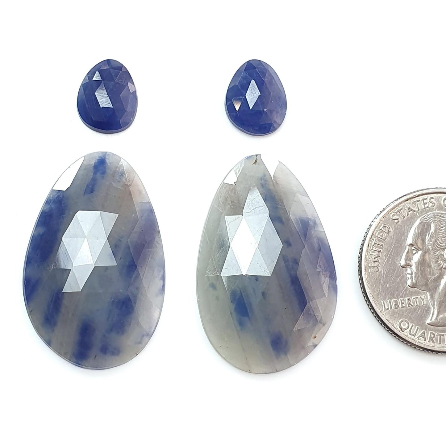 Multi Sapphire Gemstone Rose Cut Slices: 54.00cts Natural Untreated Bi-Color Sapphire Faceted Fancy Shape 11.5*9mm - 32.5*21mm 4pcs Set
