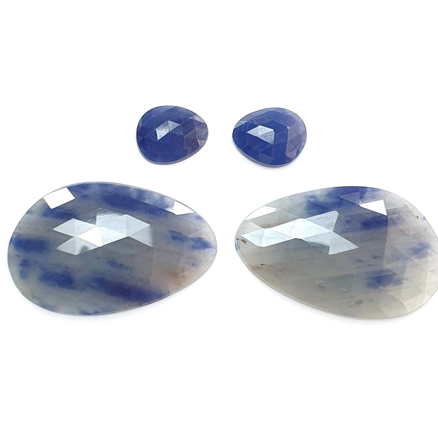 Multi Sapphire Gemstone Rose Cut Slices: 54.00cts Natural Untreated Bi-Color Sapphire Faceted Fancy Shape 11.5*9mm - 32.5*21mm 4pcs Set