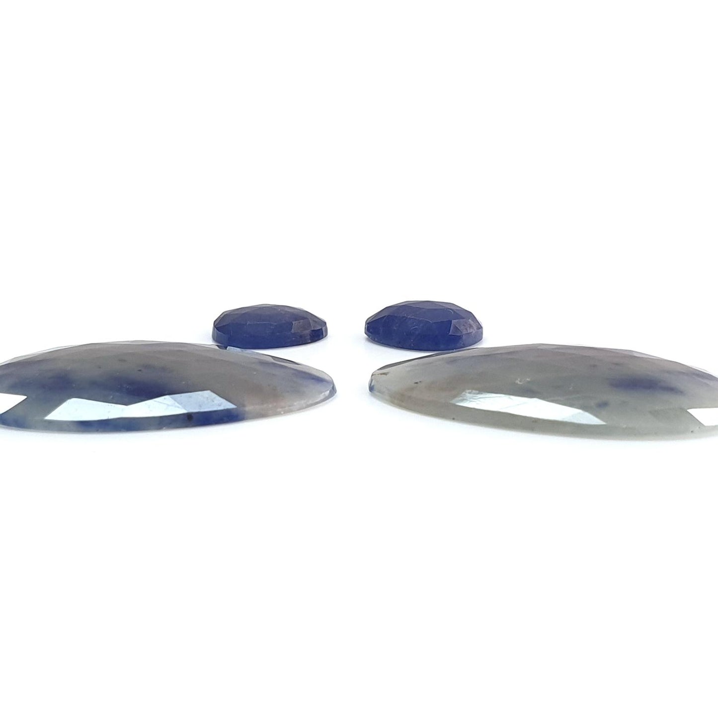 Multi Sapphire Gemstone Rose Cut Slices: 54.00cts Natural Untreated Bi-Color Sapphire Faceted Fancy Shape 11.5*9mm - 32.5*21mm 4pcs Set