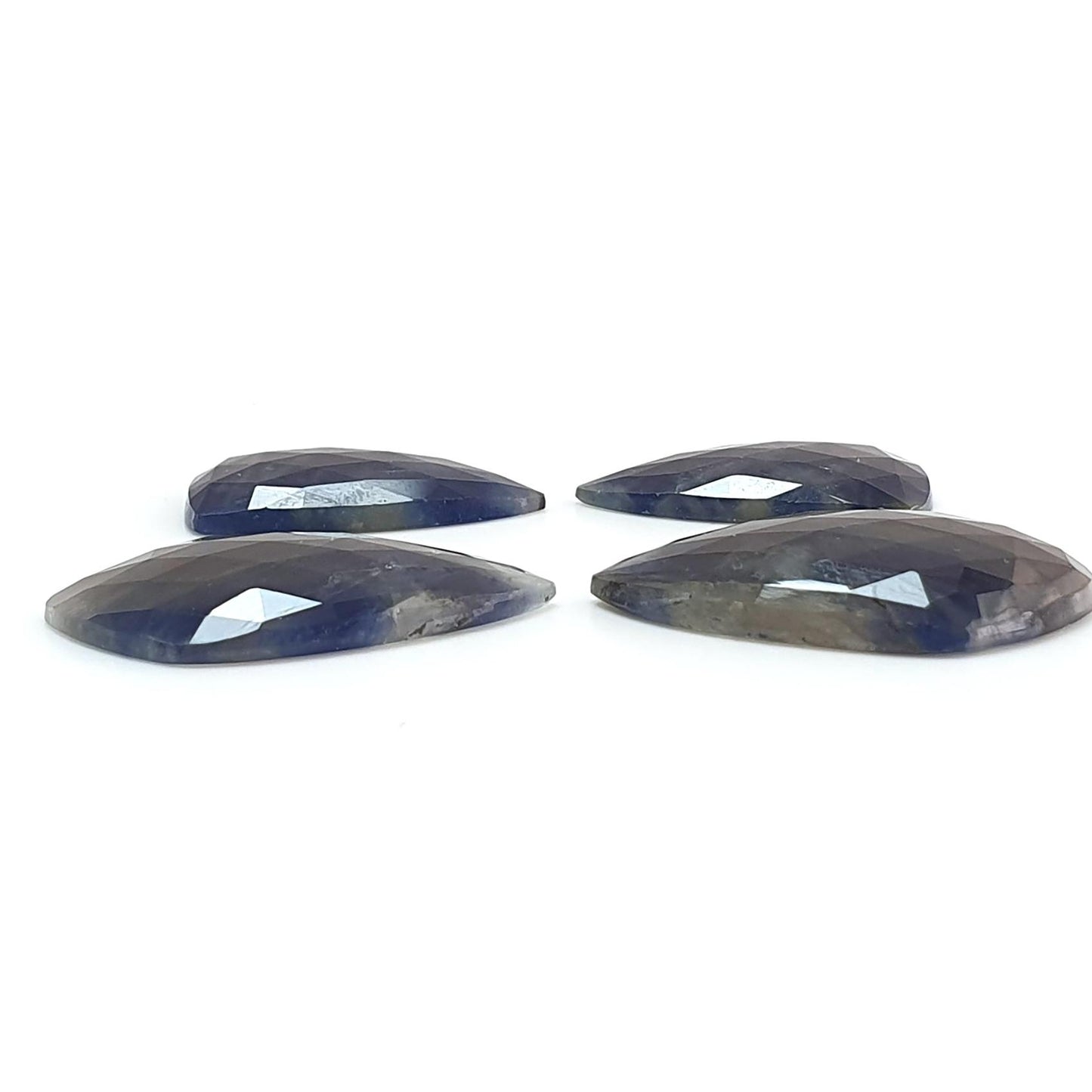 Multi Sapphire Gemstone Rose Cut Slices: 54.10cts Natural Untreated Bi-Color Sapphire Faceted Fancy Shape 21.5*13.5mm - 26*18mm 4pcs Set
