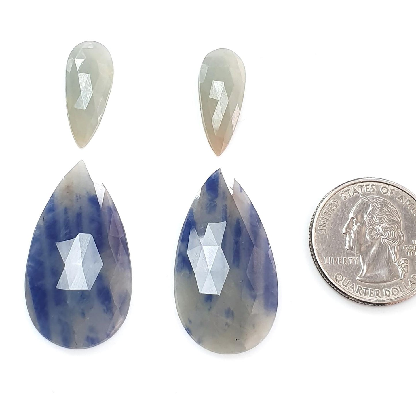 Multi Sapphire Gemstone Rose Cut Slices: 57.60cts Natural Untreated Bi-Color Sapphire Faceted Pear Shape 21*9mm - 35*21.5mm 4pcs Set