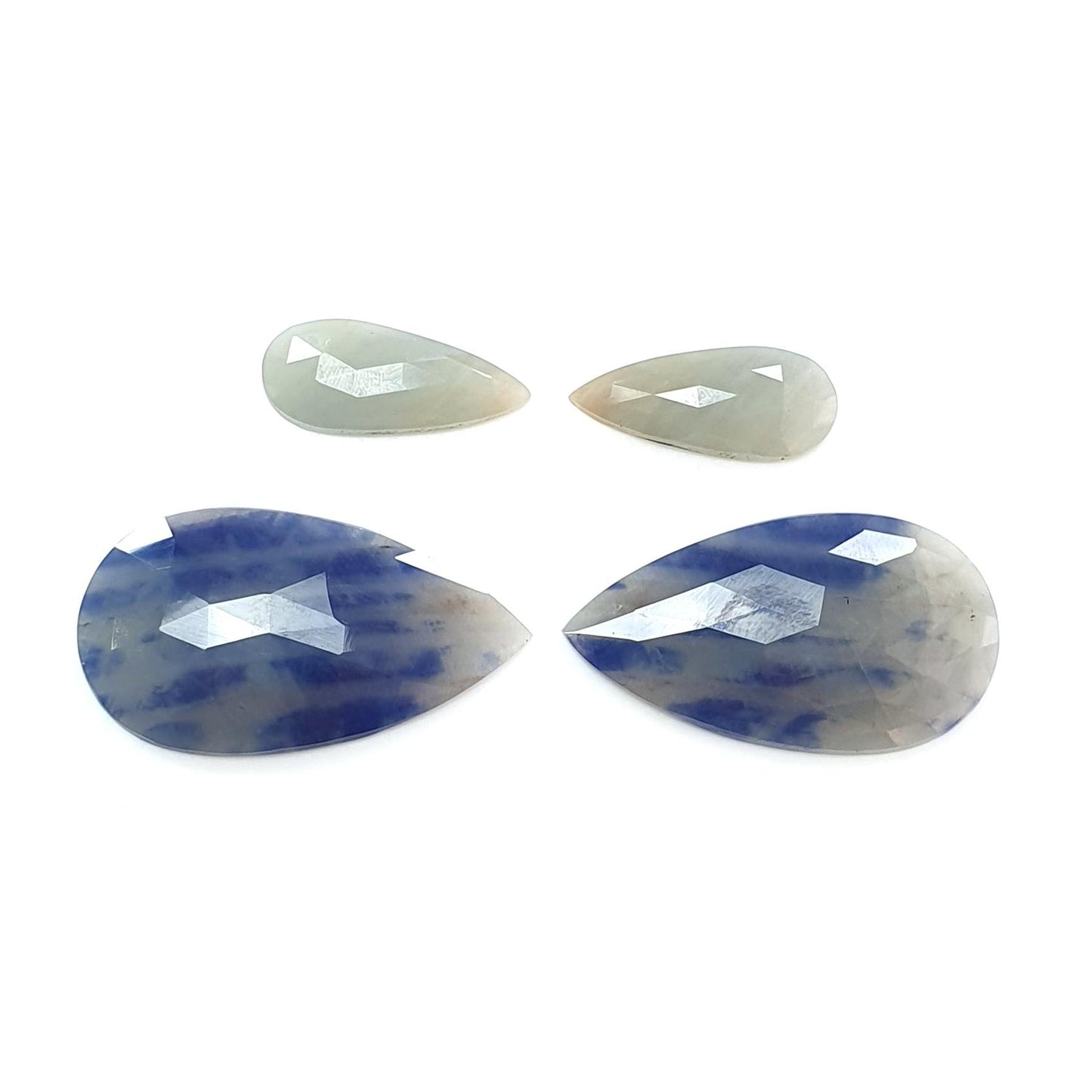 Multi Sapphire Gemstone Rose Cut Slices: 57.60cts Natural Untreated Bi-Color Sapphire Faceted Pear Shape 21*9mm - 35*21.5mm 4pcs Set