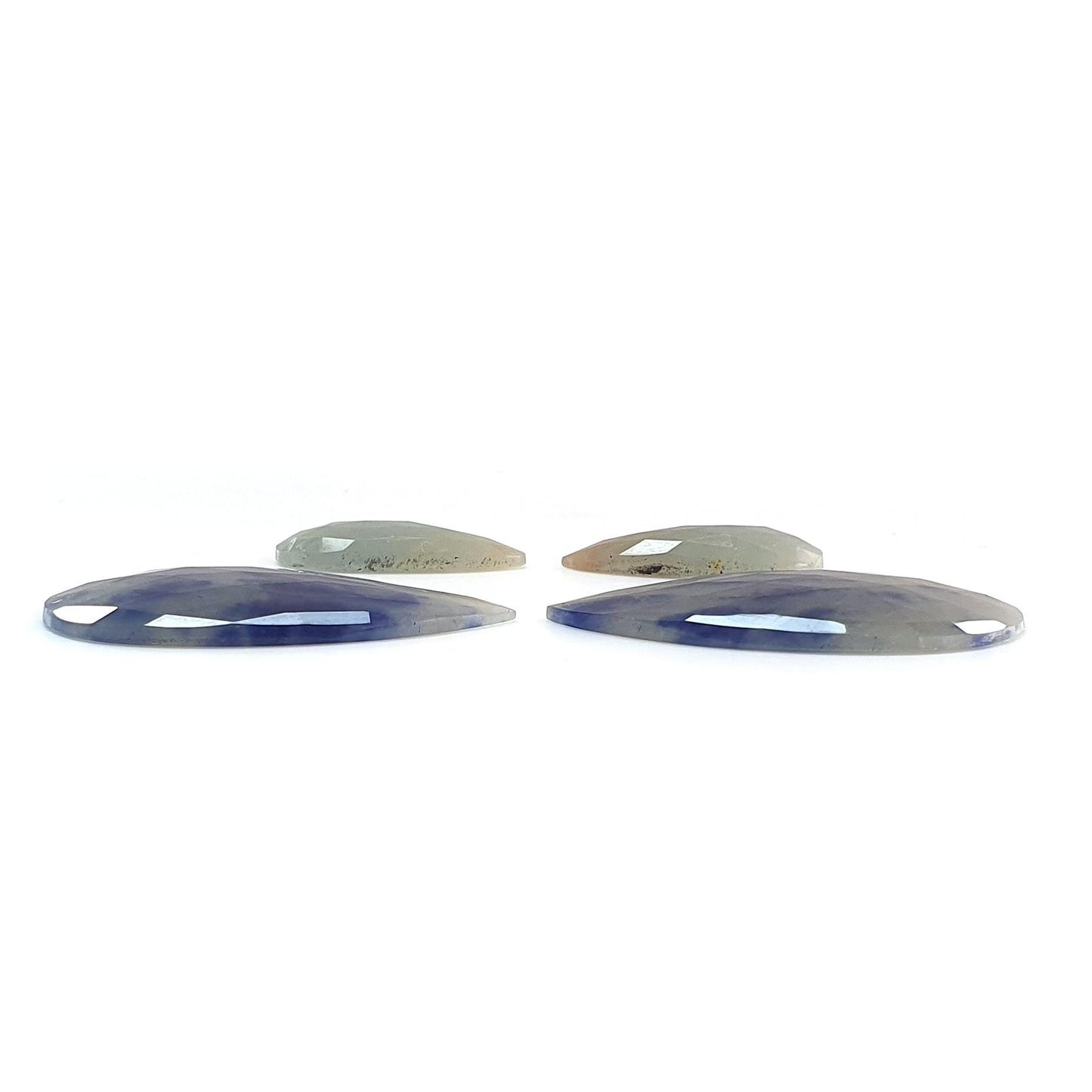 Multi Sapphire Gemstone Rose Cut Slices: 57.60cts Natural Untreated Bi-Color Sapphire Faceted Pear Shape 21*9mm - 35*21.5mm 4pcs Set