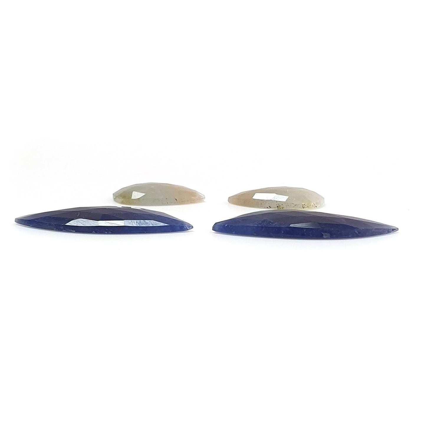Multi Sapphire Gemstone Rose Cut Slices: 26.50cts Natural Untreated Blue, Yellow Sapphire Faceted Fancy Shape 17*9mm - 29*12mm 4pcs Set
