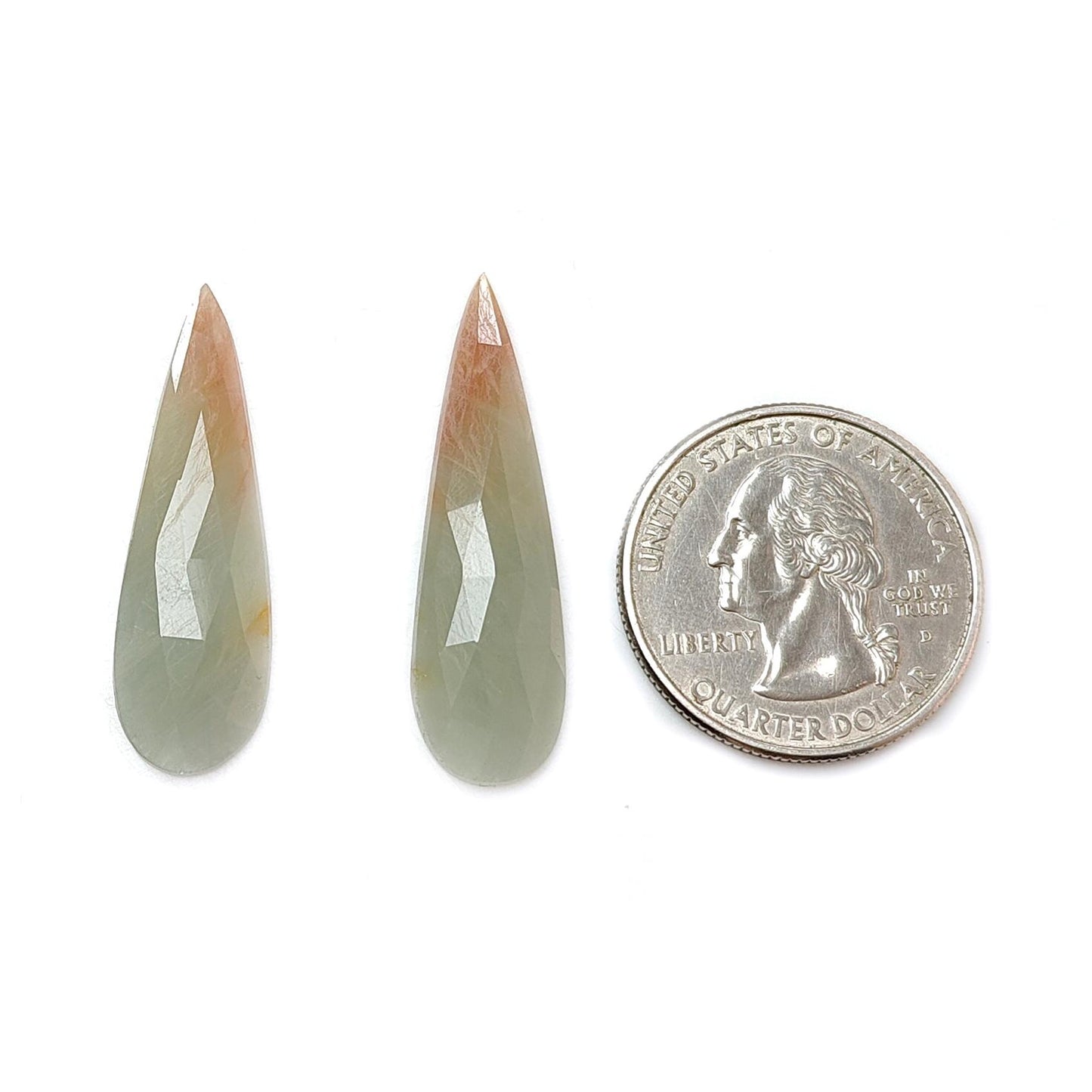 Multi Sapphire Gemstone Rose Cut Slices: Natural Untreated Bi-Color Sapphire Pear Shape Faceted Pair for Jewelry