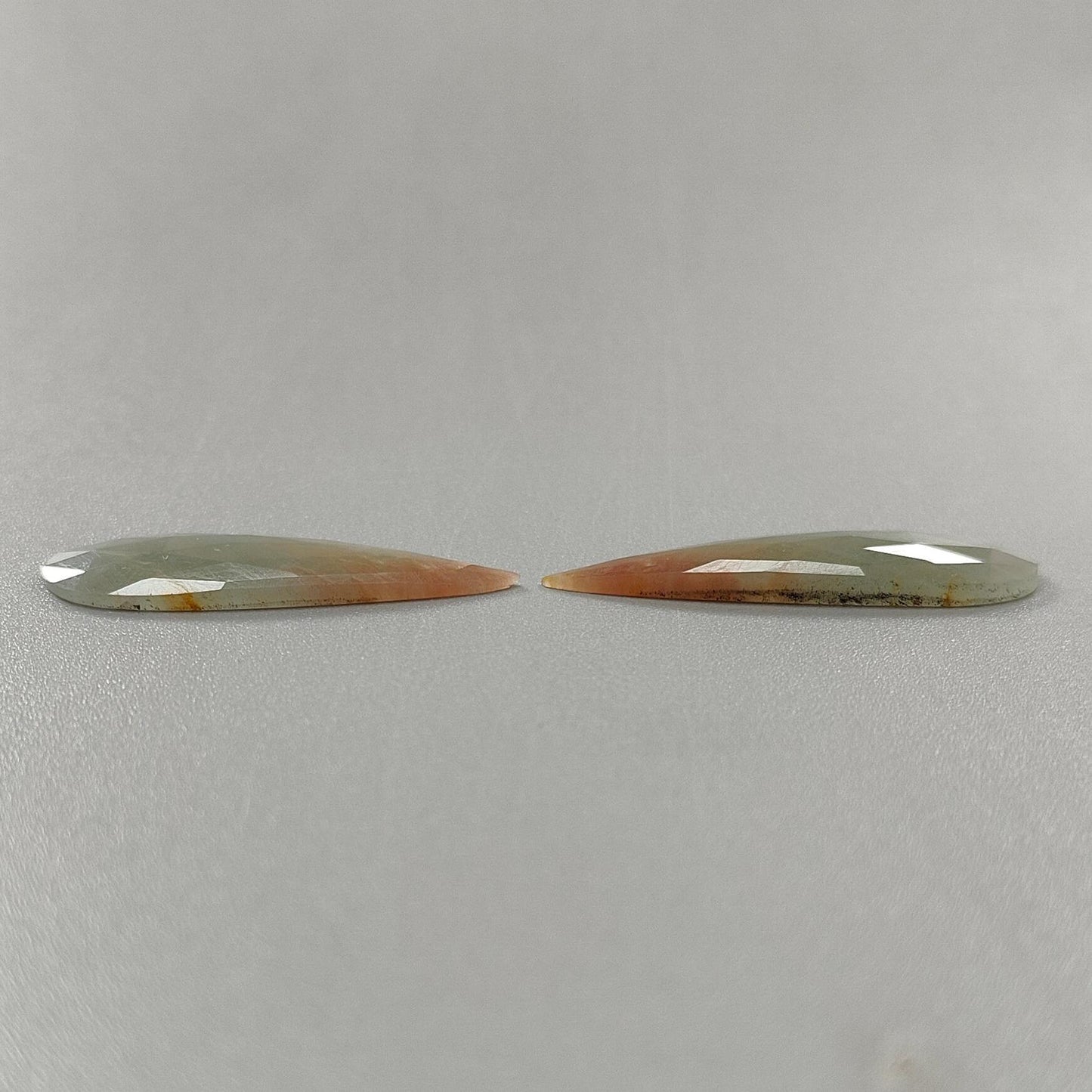 Multi Sapphire Gemstone Rose Cut Slices: Natural Untreated Bi-Color Sapphire Pear Shape Faceted Pair for Jewelry