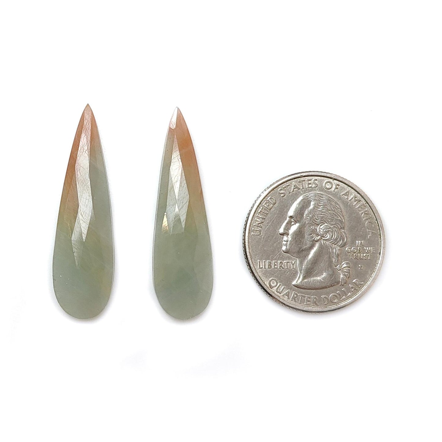 Multi Sapphire Gemstone Rose Cut Slices: Natural Untreated Bi-Color Sapphire Pear Shape Faceted Pair for Jewelry