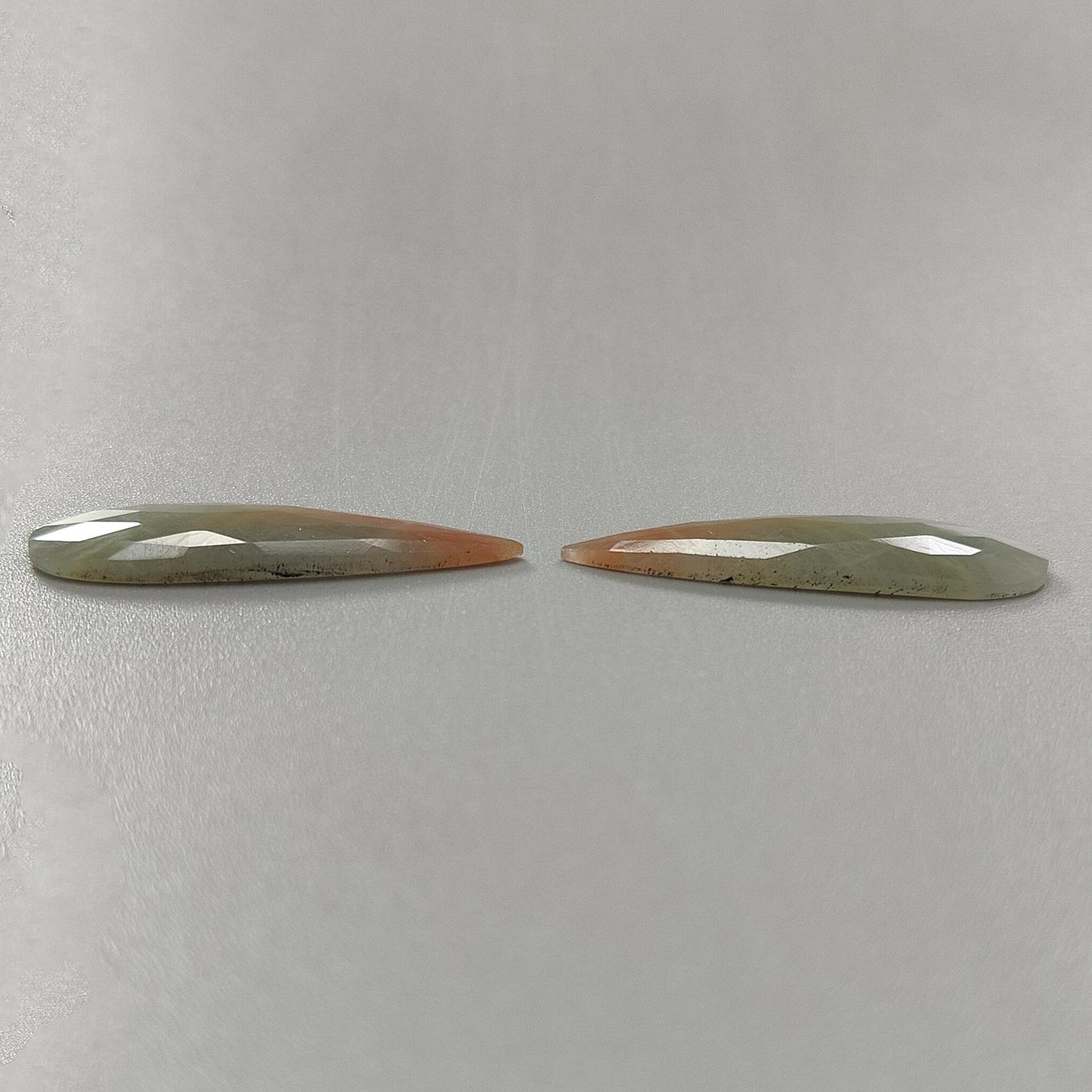 Multi Sapphire Gemstone Rose Cut Slices: Natural Untreated Bi-Color Sapphire Pear Shape Faceted Pair for Jewelry