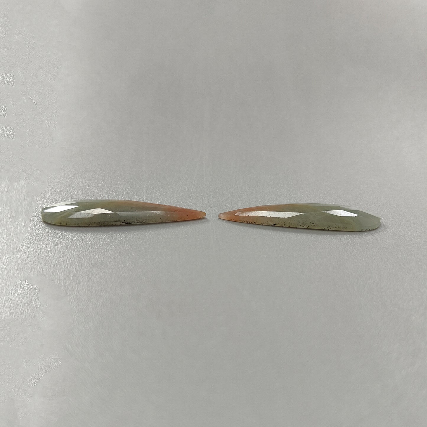 25.70cts Natural Untreated Multi Sapphire Gemstone Pear Shape Rose Cut Slices 37*10mm Pair