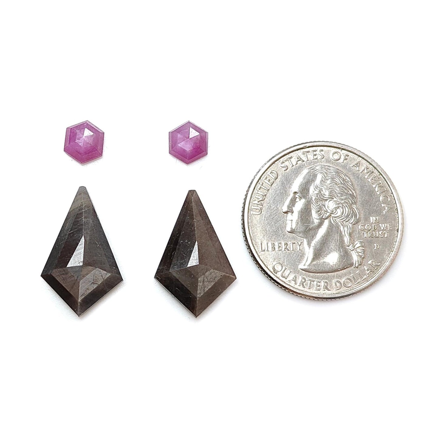 Multi Sapphire Gemstone Rose Cut Slices: Natural Untreated Bi-Color Sapphire Pear, Fancy Shape Faceted 4pcs Sets for Jewelry