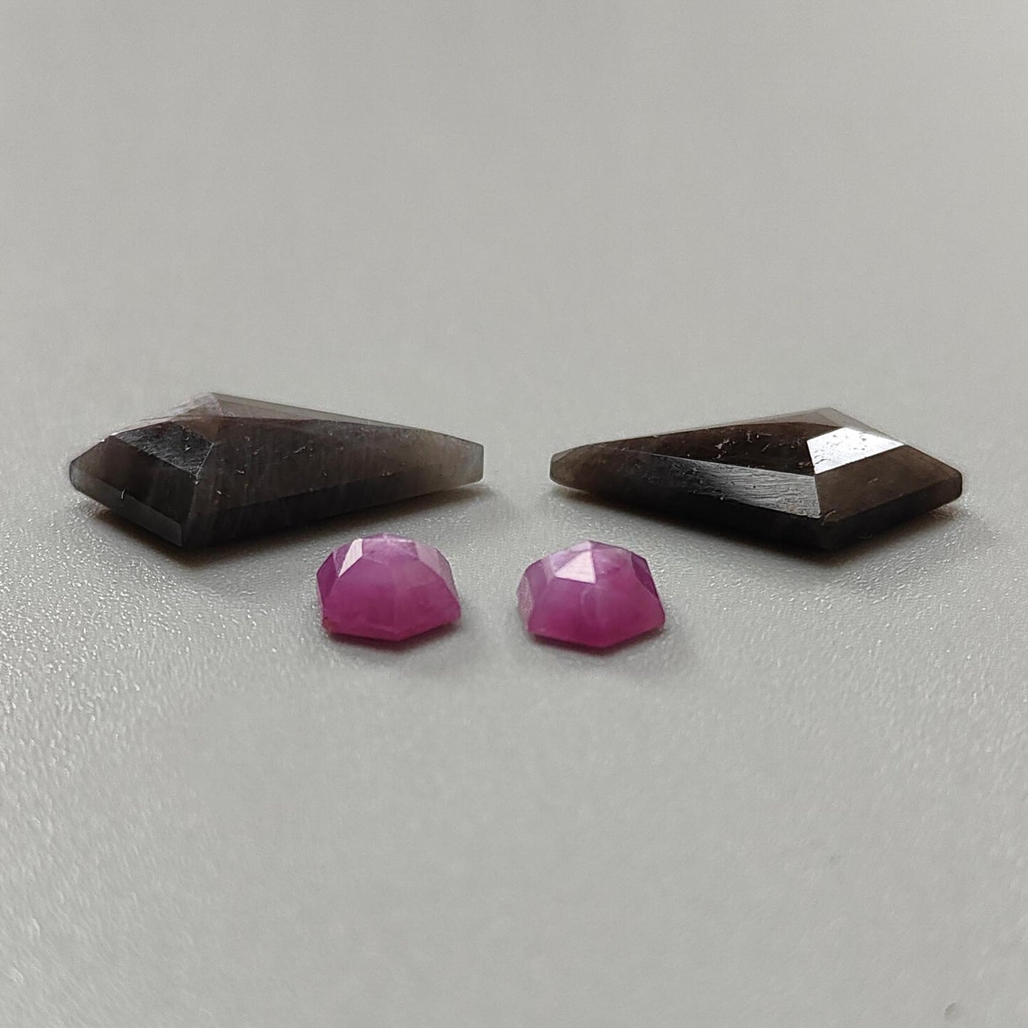 Multi Sapphire Gemstone Rose Cut Slices: Natural Untreated Bi-Color Sapphire Pear, Fancy Shape Faceted 4pcs Sets for Jewelry