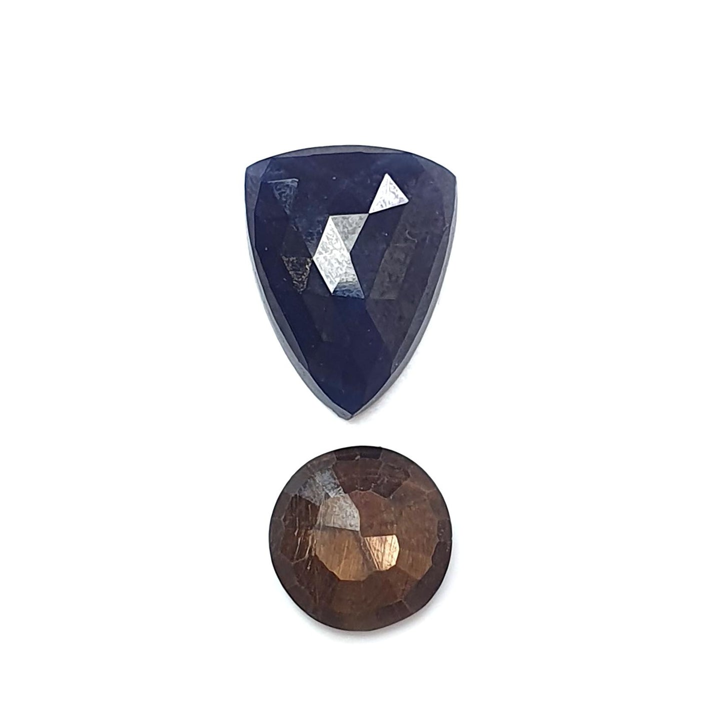 Multi Sapphire Gemstone Rose Cut Slices: Natural Untreated Blue, Pink Sapphire Fancy Shape Faceted 2pcs, 4pcs Sets for Jewelry