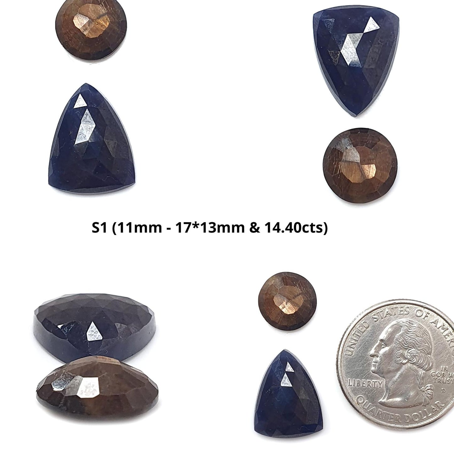 Multi Sapphire Gemstone Rose Cut Slices: Natural Untreated Blue, Pink Sapphire Fancy Shape Faceted 2pcs, 4pcs Sets for Jewelry