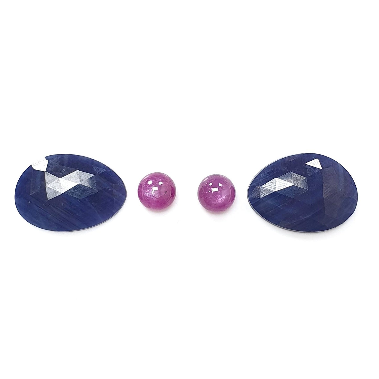 Multi Sapphire Gemstone Rose Cut Slices: Natural Untreated Blue, Pink Sapphire Fancy Shape Faceted 2pcs, 4pcs Sets for Jewelry