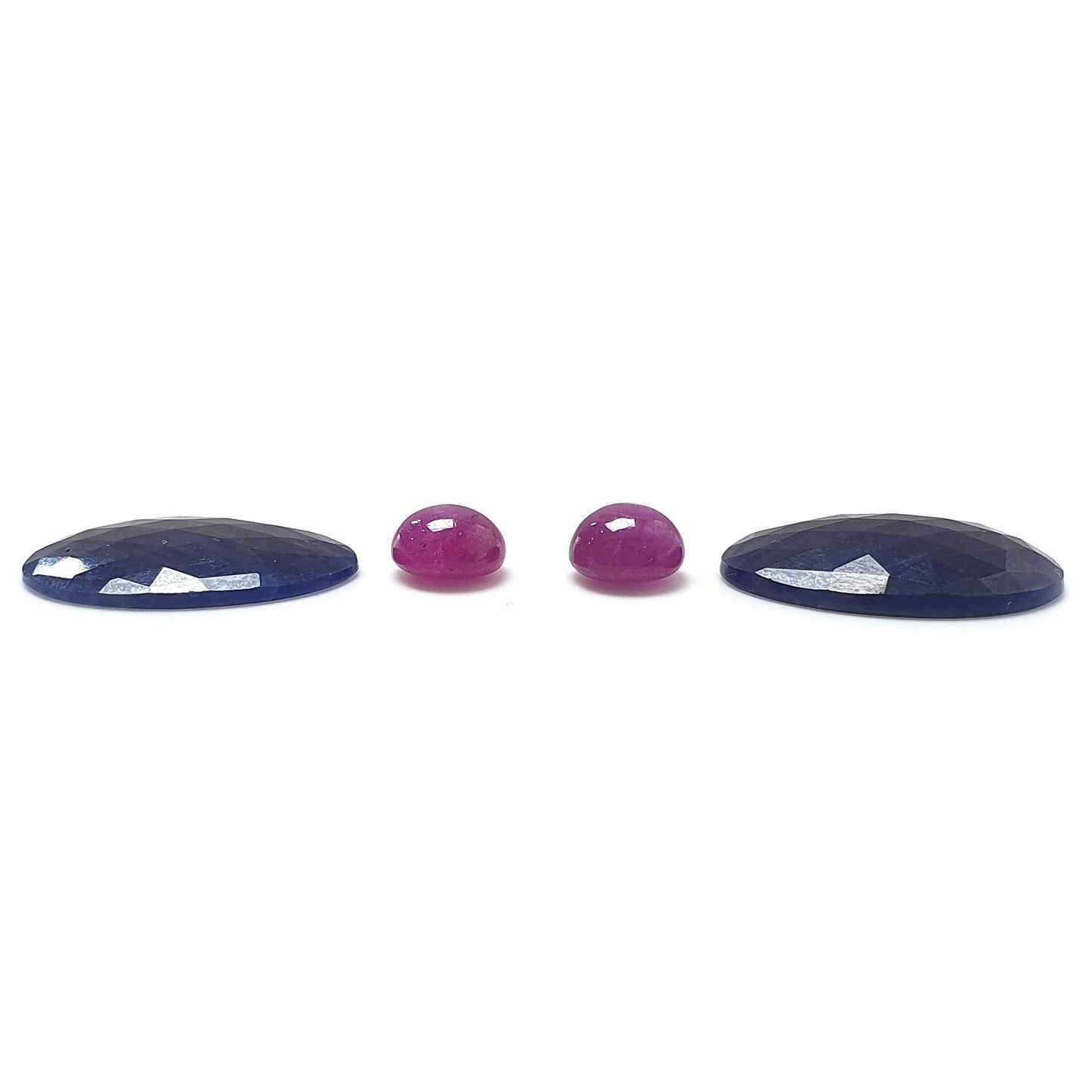 Multi Sapphire Gemstone Rose Cut Slices: Natural Untreated Blue, Pink Sapphire Fancy Shape Faceted 2pcs, 4pcs Sets for Jewelry
