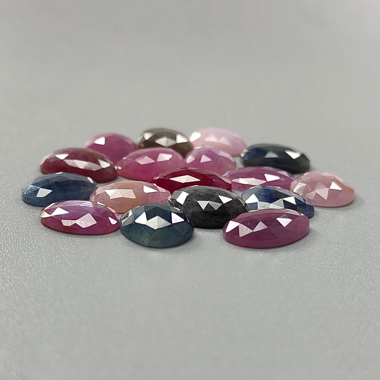 Multi Sapphire Gemstone Rose Cut Slices: Natural Untreated Unheated Sapphire Fancy Shape Faceted Lots for Jewelry September Birthstone