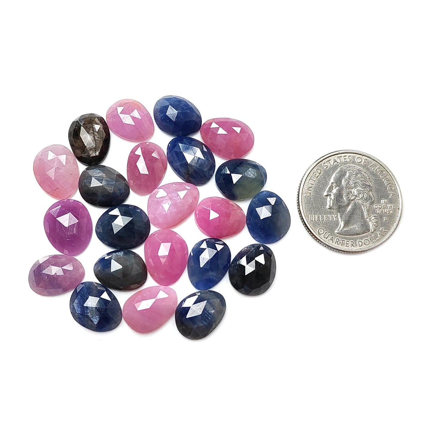Multi Sapphire Gemstone Rose Cut Slices: Natural Untreated Unheated Sapphire Fancy Shape Faceted Lots for Jewelry September Birthstone
