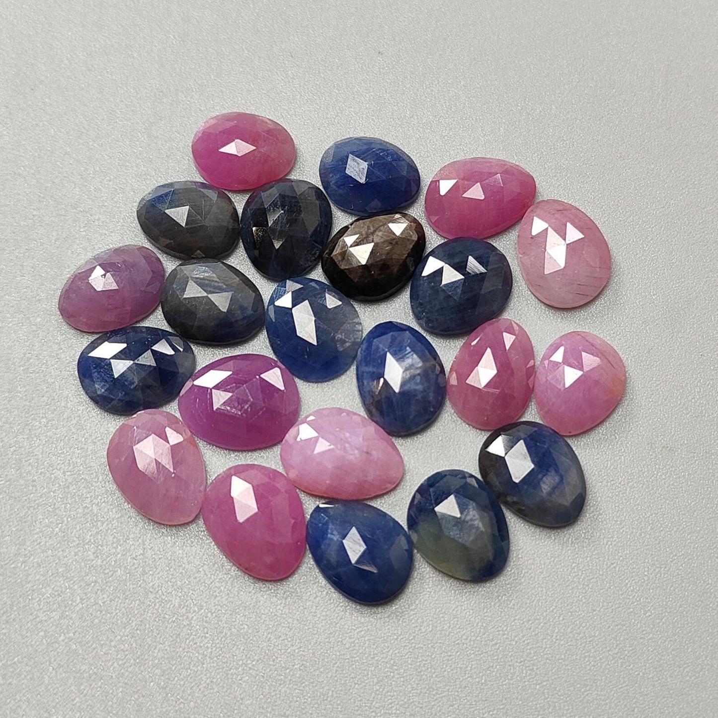 Multi Sapphire Gemstone Rose Cut Slices: Natural Untreated Unheated Sapphire Fancy Shape Faceted Lots for Jewelry September Birthstone