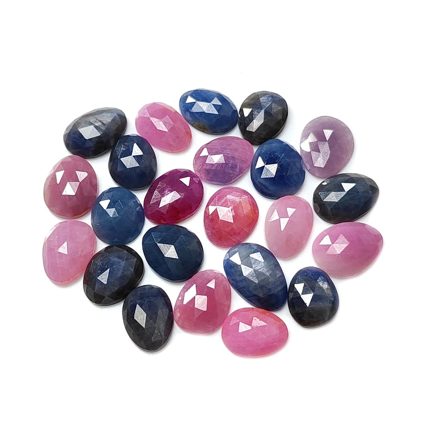 Multi Sapphire Gemstone Rose Cut Slices: Natural Untreated Unheated Sapphire Fancy Shape Faceted Lots for Jewelry September Birthstone