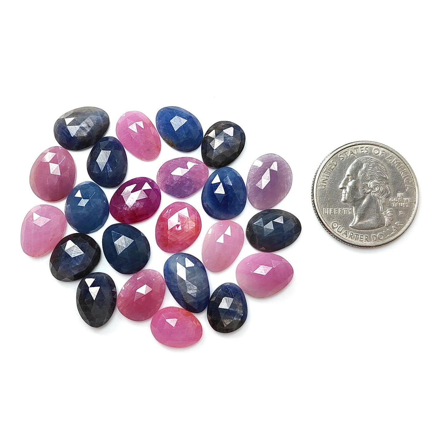 Multi Sapphire Gemstone Rose Cut Slices: Natural Untreated Unheated Sapphire Fancy Shape Faceted Lots for Jewelry September Birthstone
