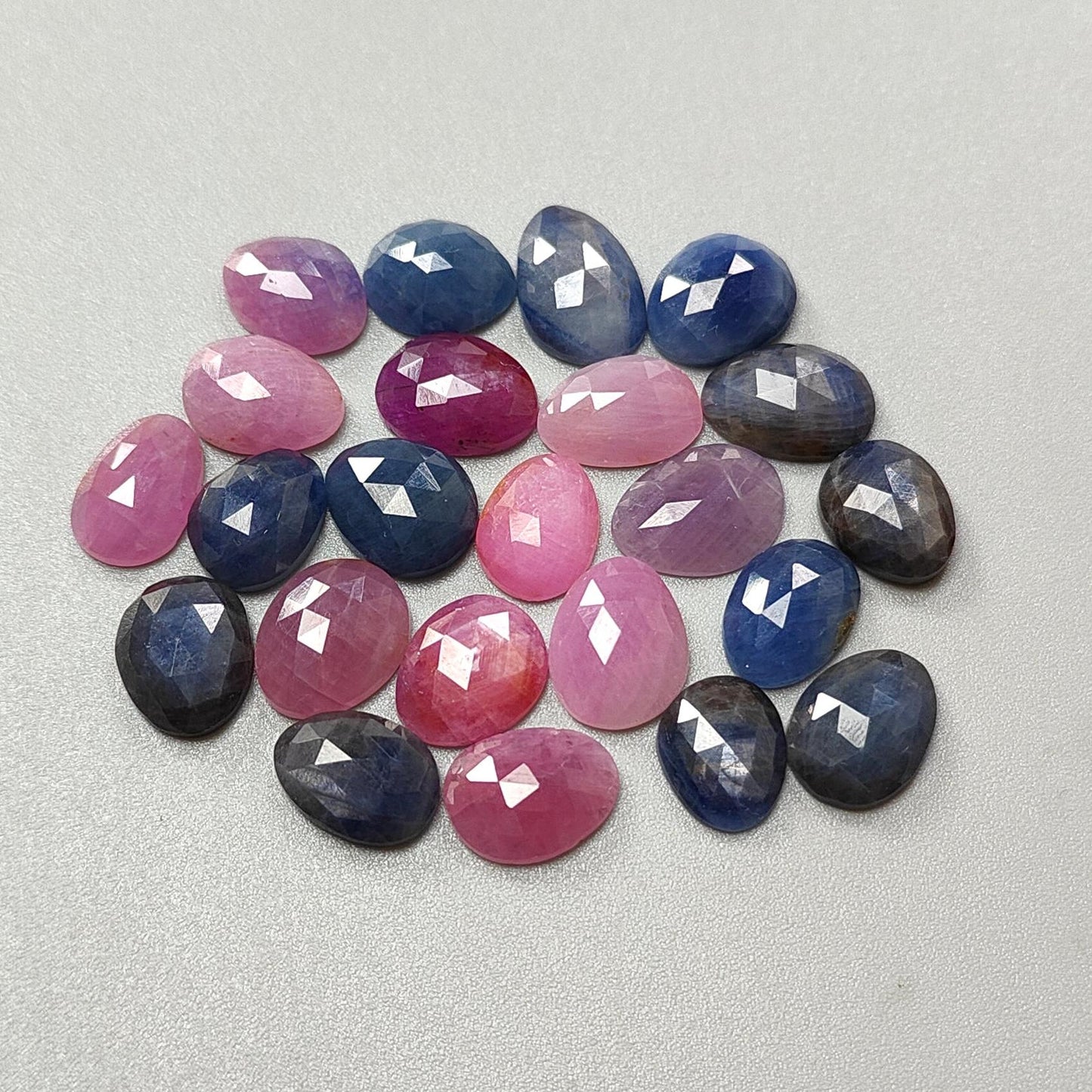 Multi Sapphire Gemstone Rose Cut Slices: Natural Untreated Unheated Sapphire Fancy Shape Faceted Lots for Jewelry September Birthstone