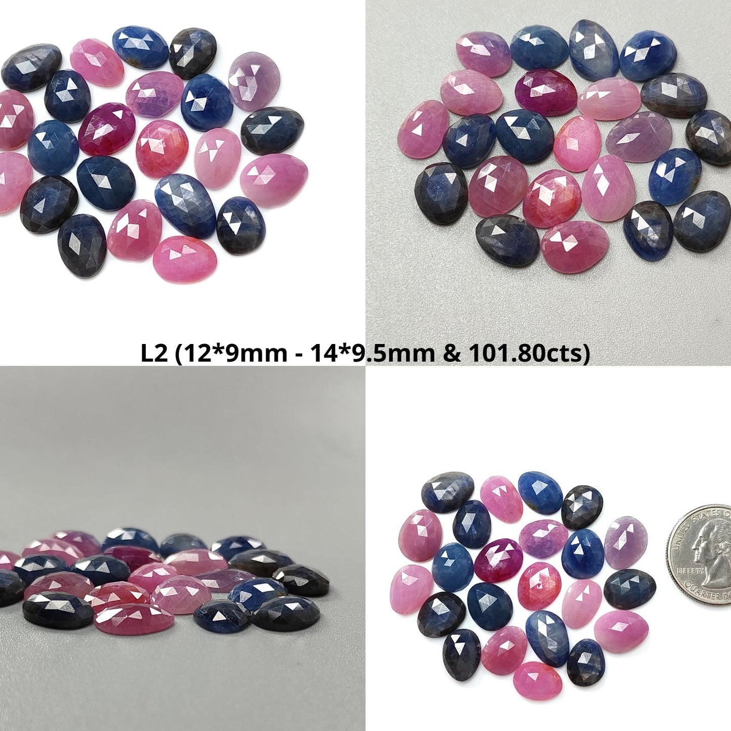 Multi Sapphire Gemstone Rose Cut Slices: Natural Untreated Unheated Sapphire Fancy Shape Faceted Lots for Jewelry September Birthstone