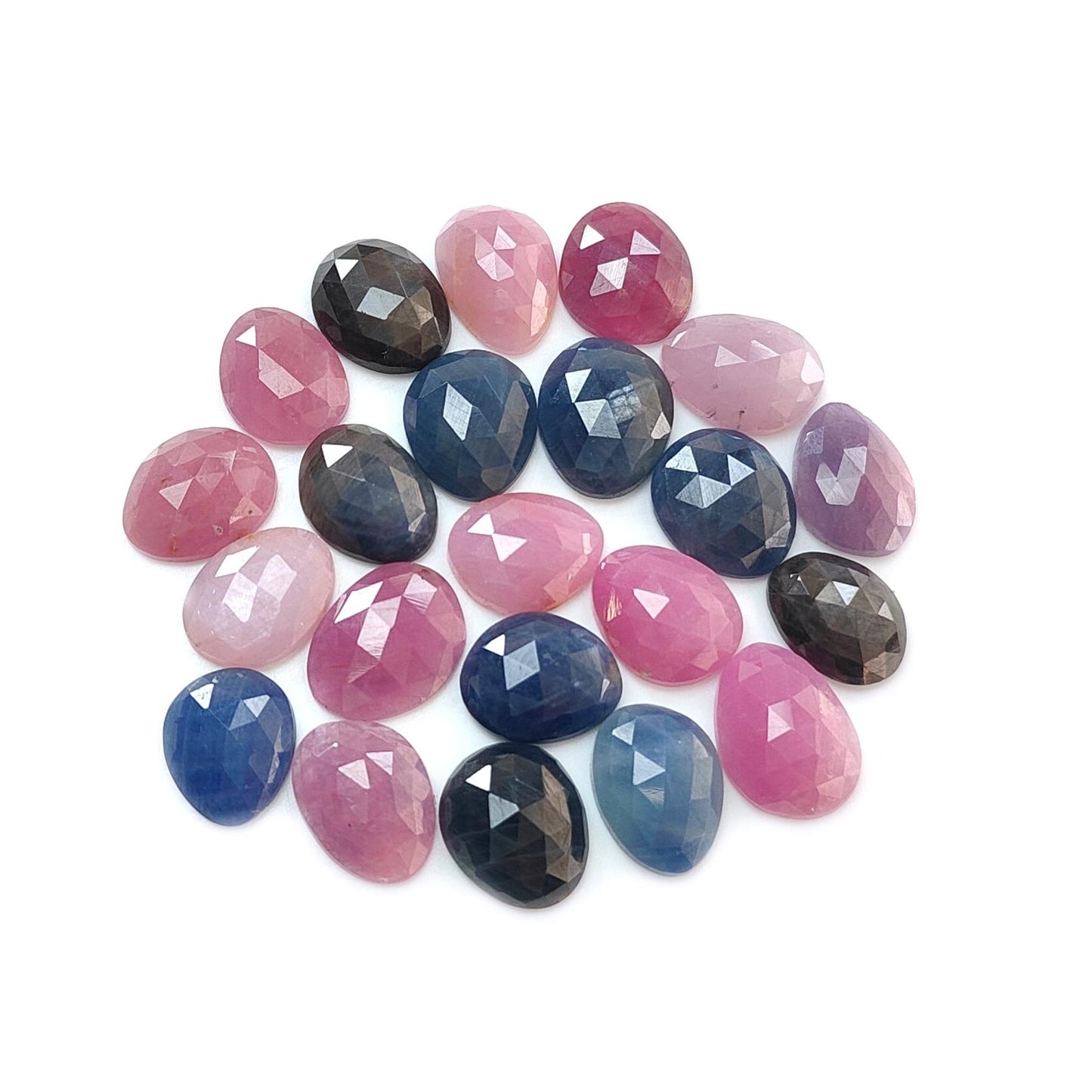 Multi Sapphire Gemstone Rose Cut Slices: Natural Untreated Unheated Sapphire Fancy Shape Faceted Lots for Jewelry September Birthstone